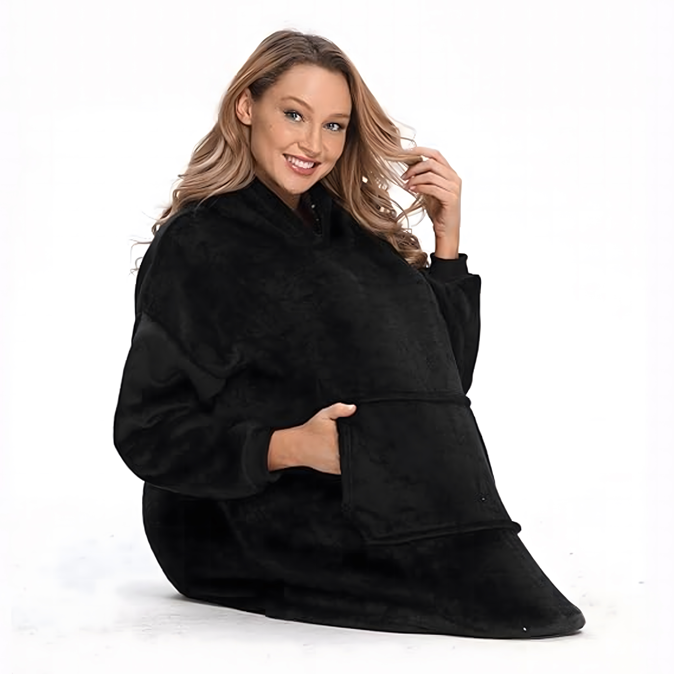 DUŻA BLUZA KOC KOCOBLUZA OVERSIZE GRUBA Z KAPTUREM SZLAFROK DAMSKA MĘSKA - obrazek 6