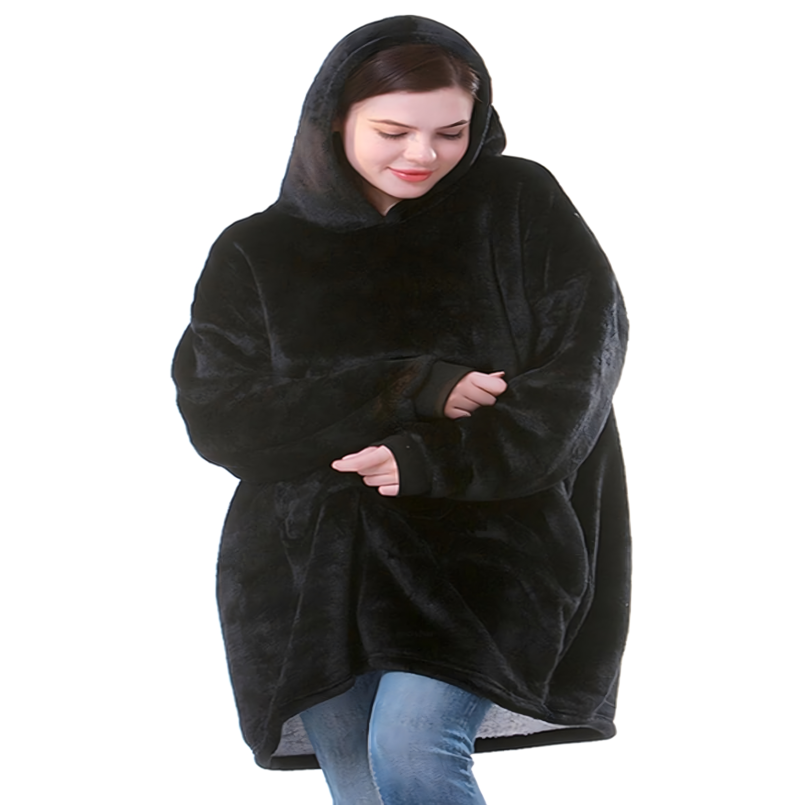 DUŻA BLUZA KOC KOCOBLUZA OVERSIZE GRUBA Z KAPTUREM SZLAFROK DAMSKA MĘSKA - obrazek 8