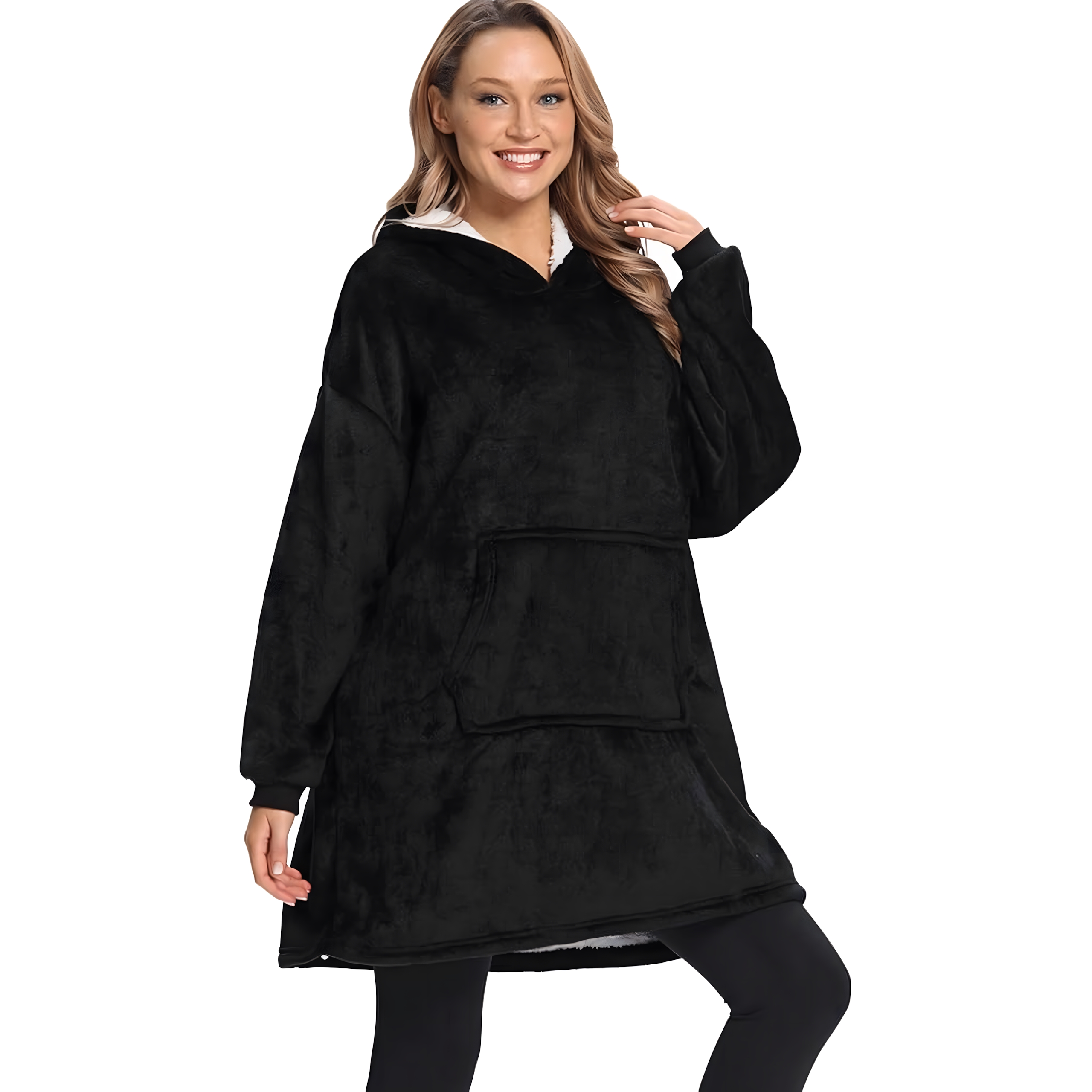 DUŻA BLUZA KOC KOCOBLUZA OVERSIZE GRUBA Z KAPTUREM SZLAFROK DAMSKA MĘSKA - obrazek 9