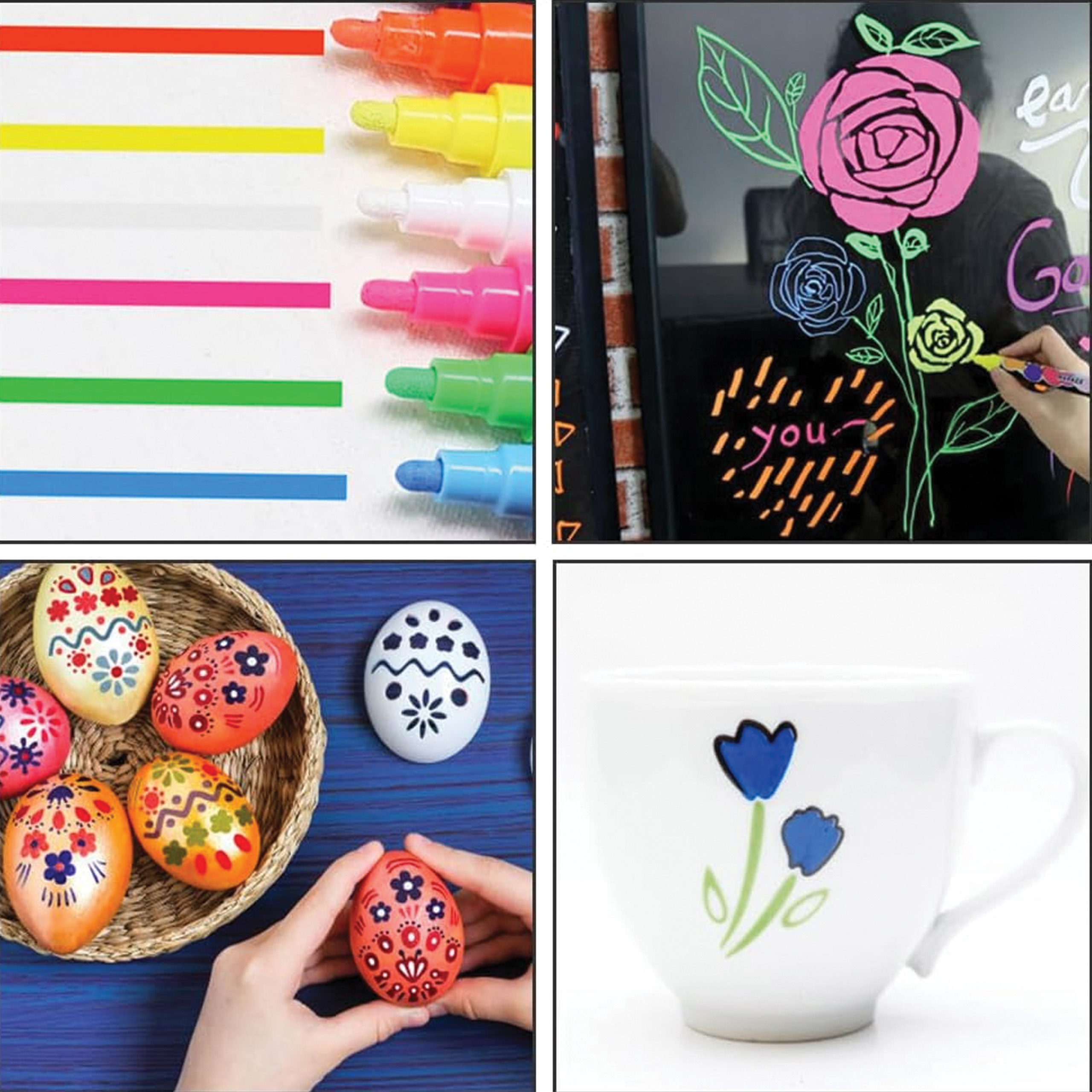 MARKERY KREDOWE DO TABLIC ZESTAW MIX KOLORÓW FLAMASTRY ŚCIERALNE 10 SZTUK - obrazek 9