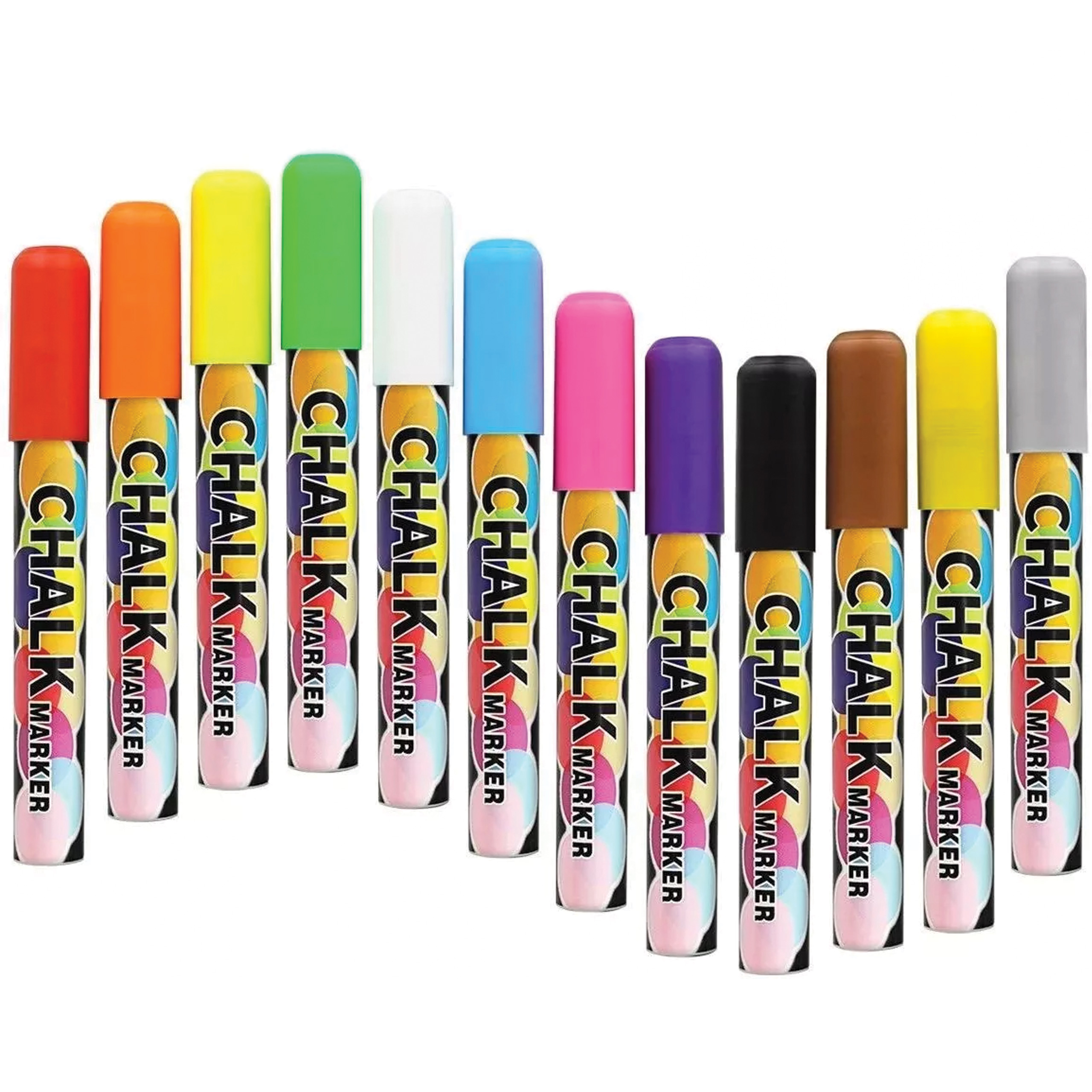 MARKERY KREDOWE DO TABLIC ZESTAW MIX KOLORÓW FLAMASTRY ŚCIERALNE 12 SZTUK - obrazek 3