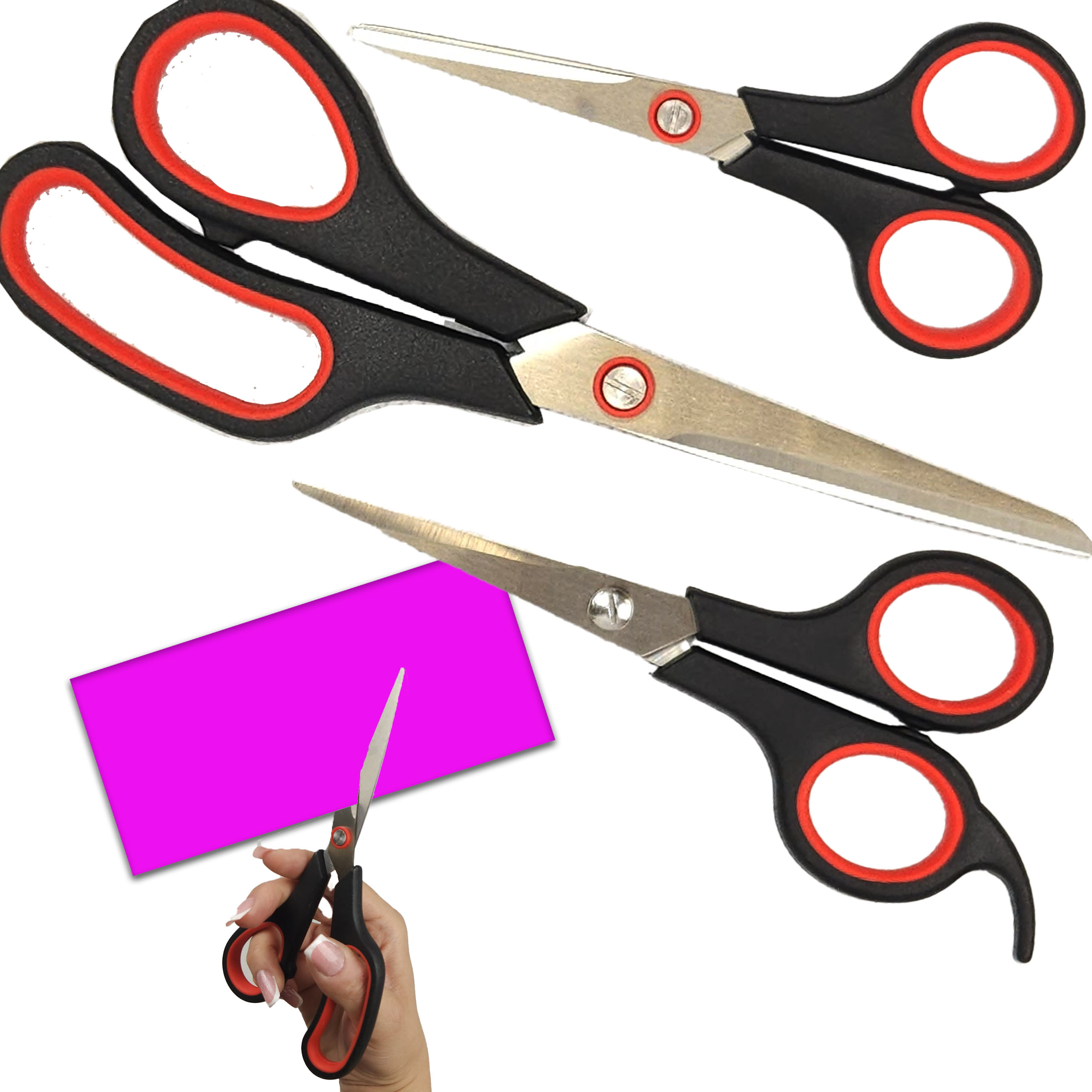 NOŻYCZKI BIUROWE SZKOLNE ZESTAW NOŻYCZEK 3 SZTUKI UNIWERSALNE DO SZKOŁY - obrazek 3