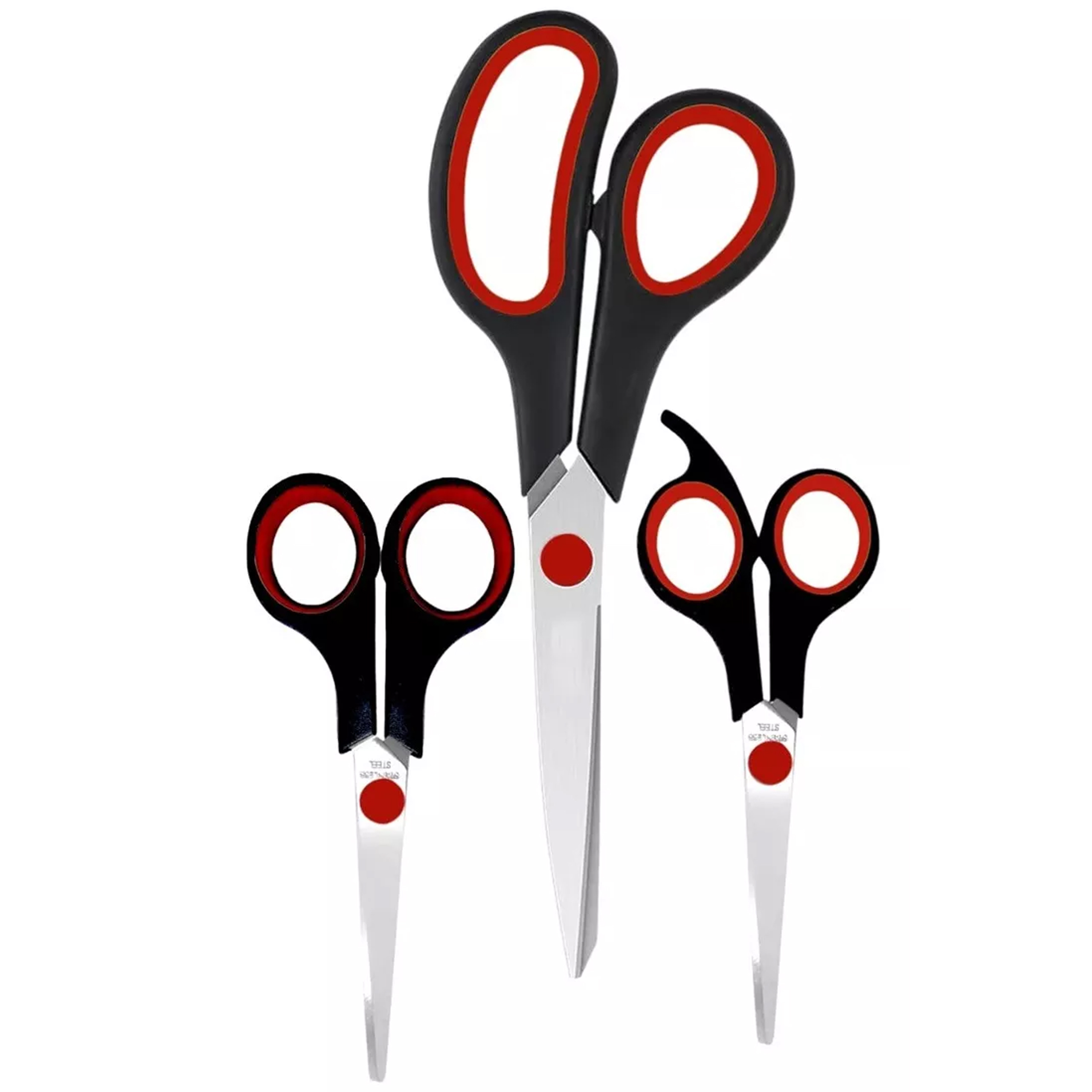 NOŻYCZKI BIUROWE SZKOLNE ZESTAW NOŻYCZEK 3 SZTUKI UNIWERSALNE DO SZKOŁY - obrazek 4