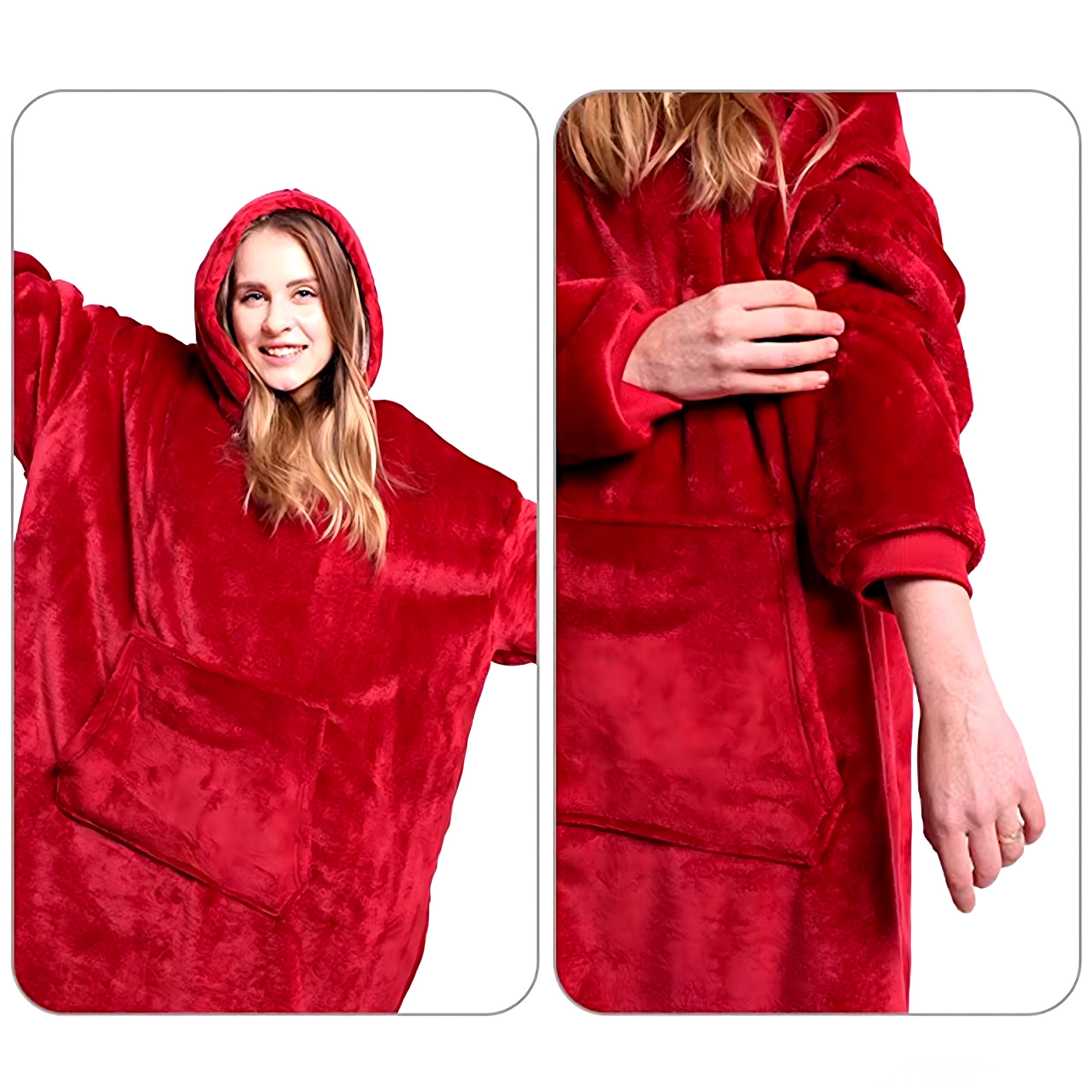 DUŻA BLUZA KOC KOCOBLUZA OVERSIZE GRUBA Z KAPTUREM SZLAFROK DAMSKA MĘSKA - obrazek 5