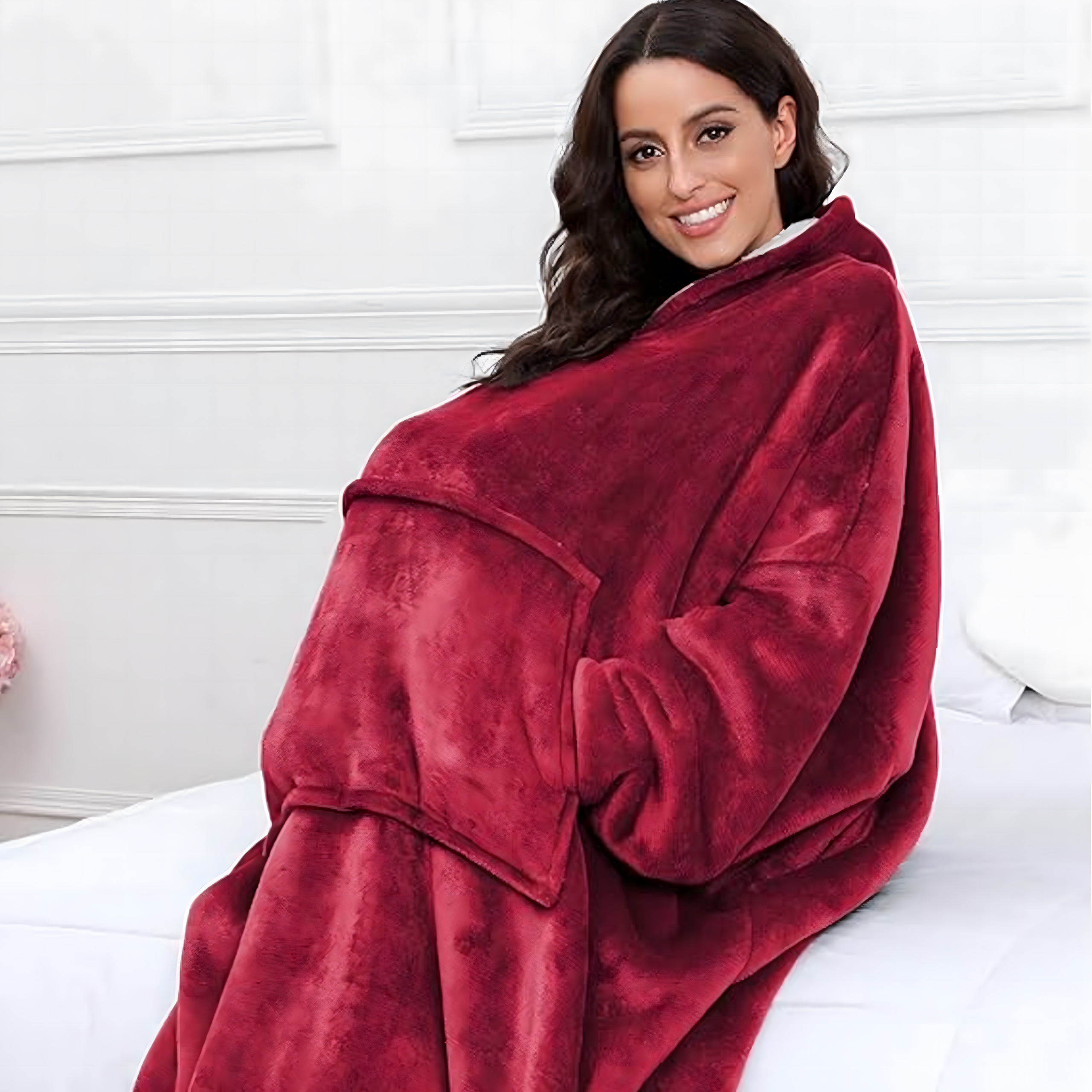 DUŻA BLUZA KOC KOCOBLUZA OVERSIZE GRUBA Z KAPTUREM SZLAFROK DAMSKA MĘSKA - obrazek 6