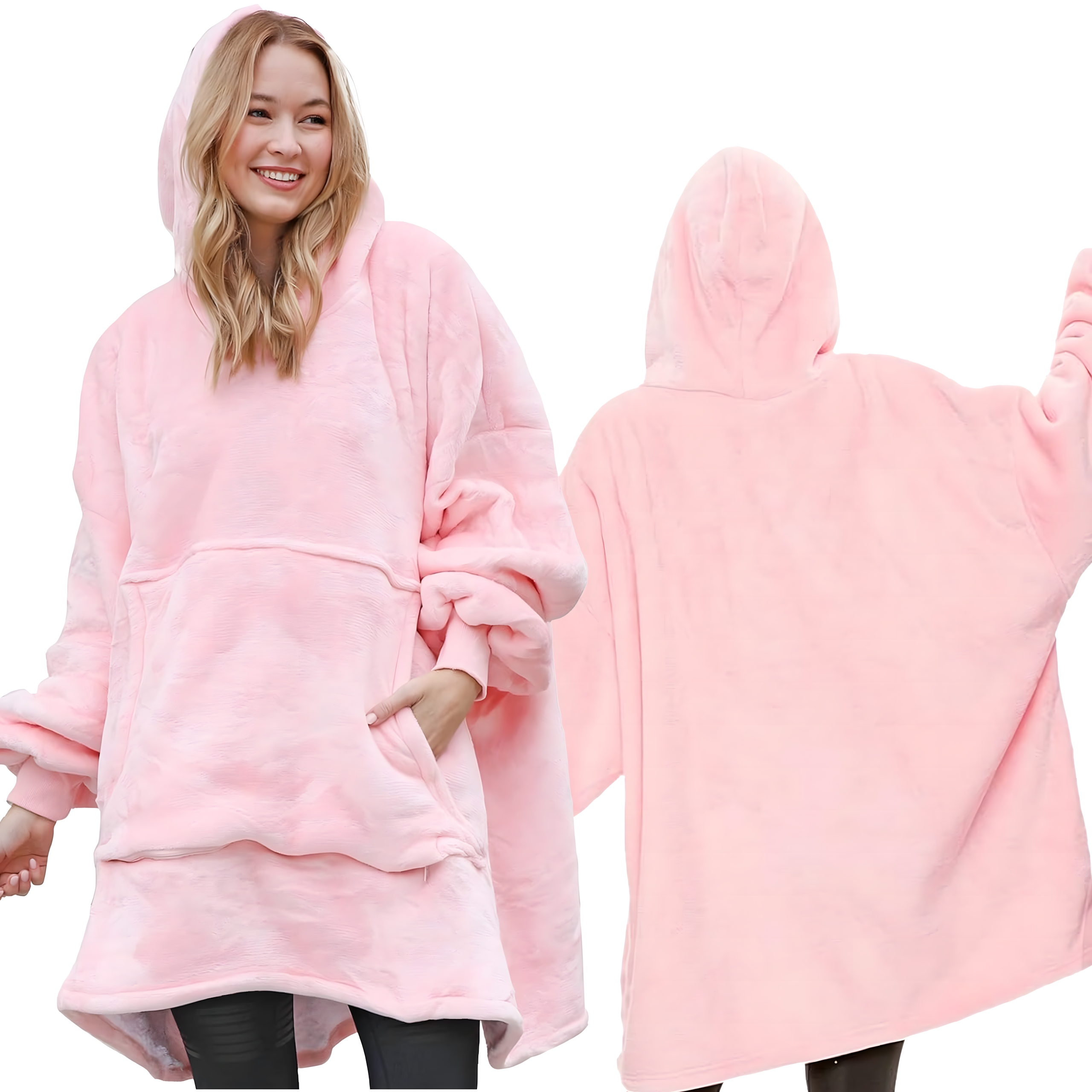 DUŻA BLUZA KOC KOCOBLUZA OVERSIZE GRUBA Z KAPTUREM SZLAFROK DAMSKA MĘSKA - obrazek 10