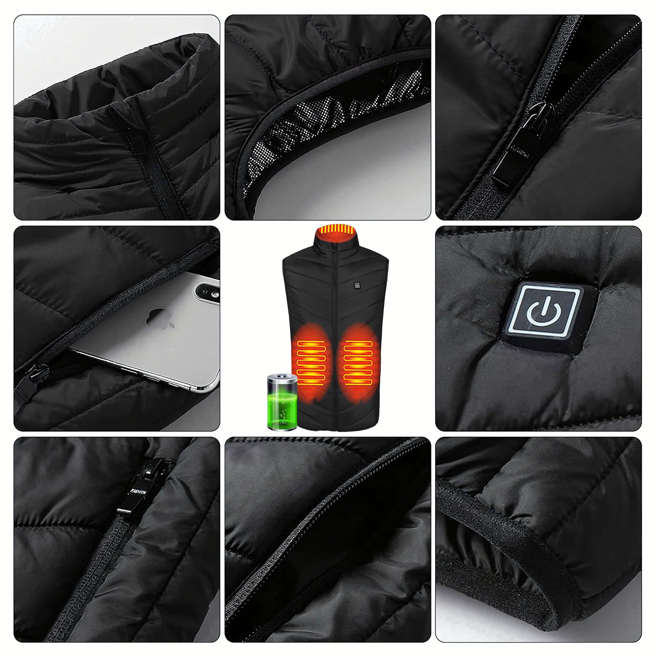 Kamizelka Podgrzewana Bezrękawnik Kurtka Zimowa Uniseks USB Powerbank r 2XL - obrazek 7