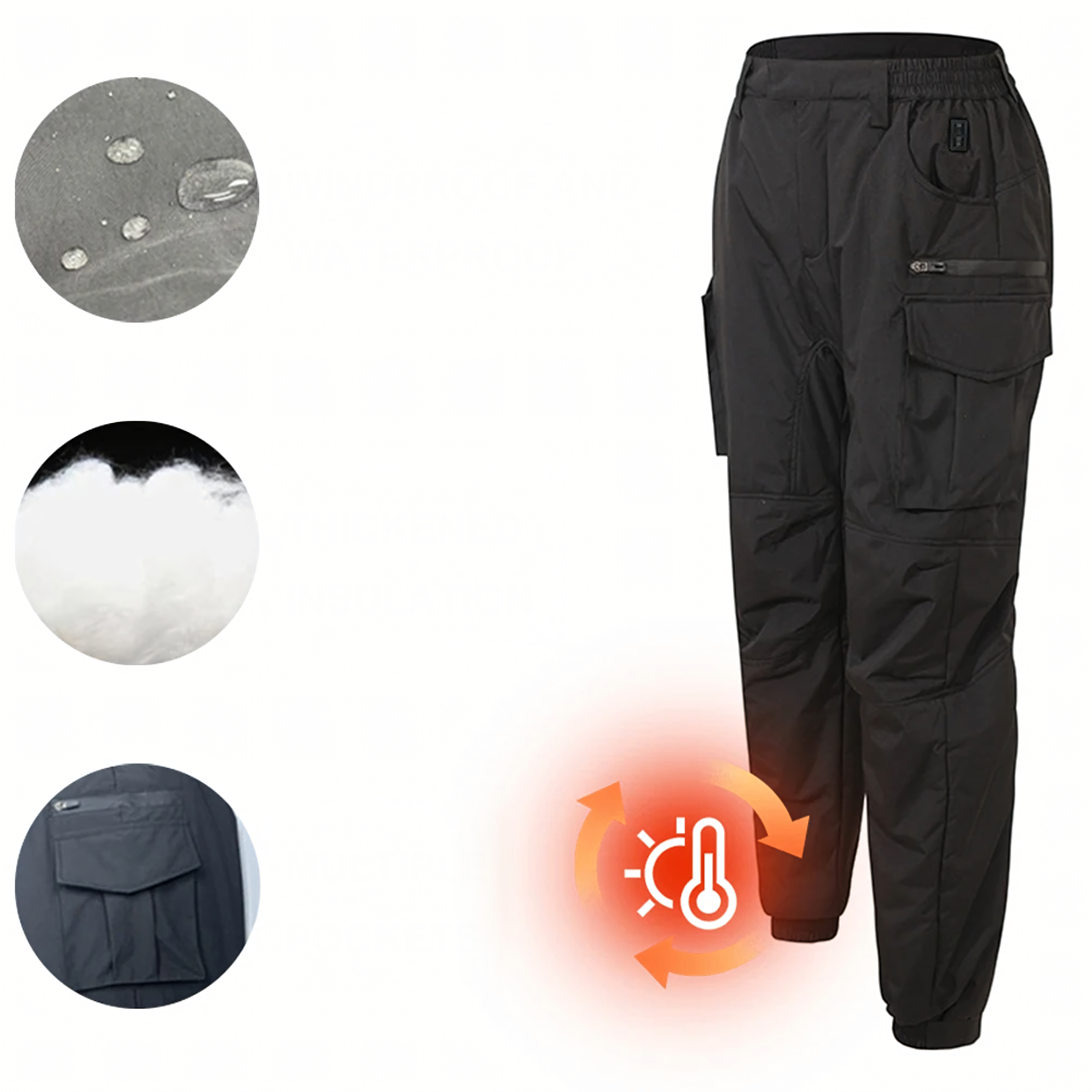 Spodnie Grzewcze Podgrzewane USB Wodoodporne Bojówki Powerbank Zimowe - obrazek 8