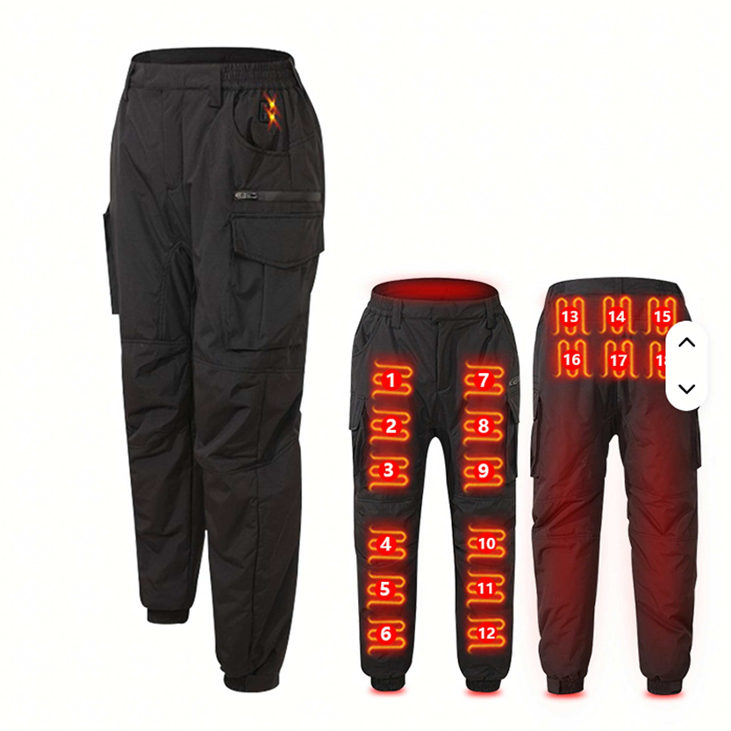 Spodnie Grzewcze Podgrzewane USB Wodoodporne Bojówki Powerbank Zimowe - obrazek 11
