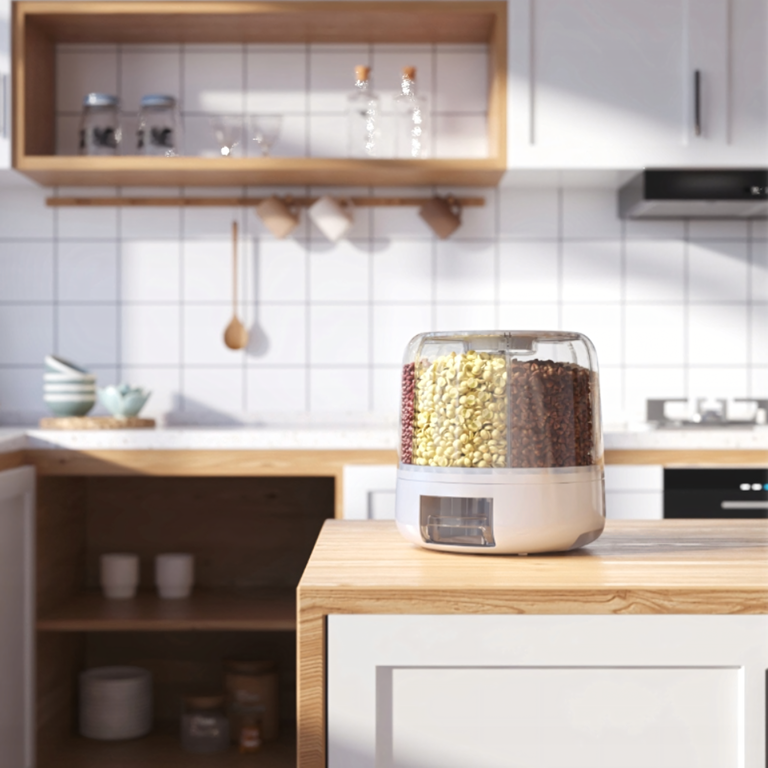 Pojemnik Organizer na Żywność Obrotowy 360 Produkty Sypkie Przyprawy Biały - obrazek 4