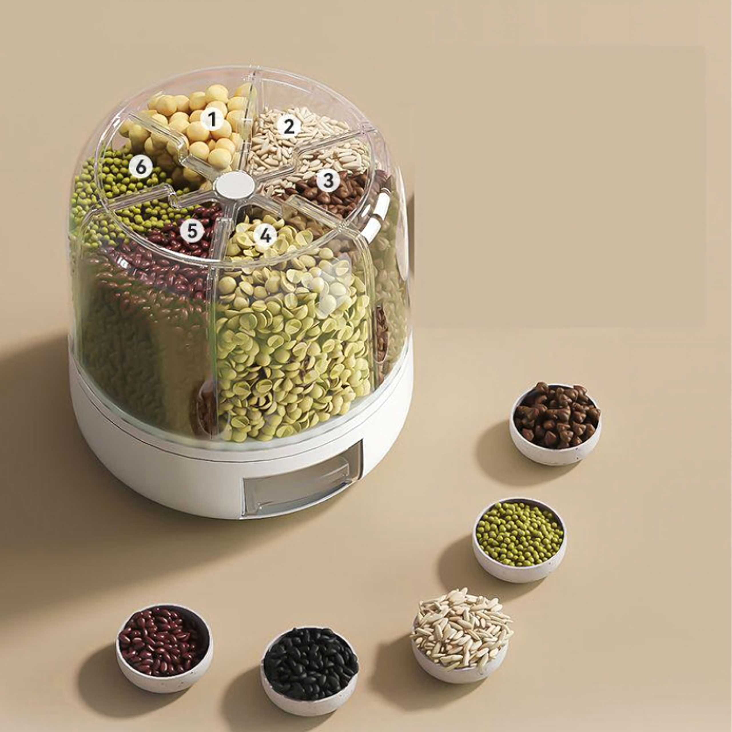 Pojemnik Organizer na Żywność Obrotowy 360 Produkty Sypkie Przyprawy Biały - obrazek 6