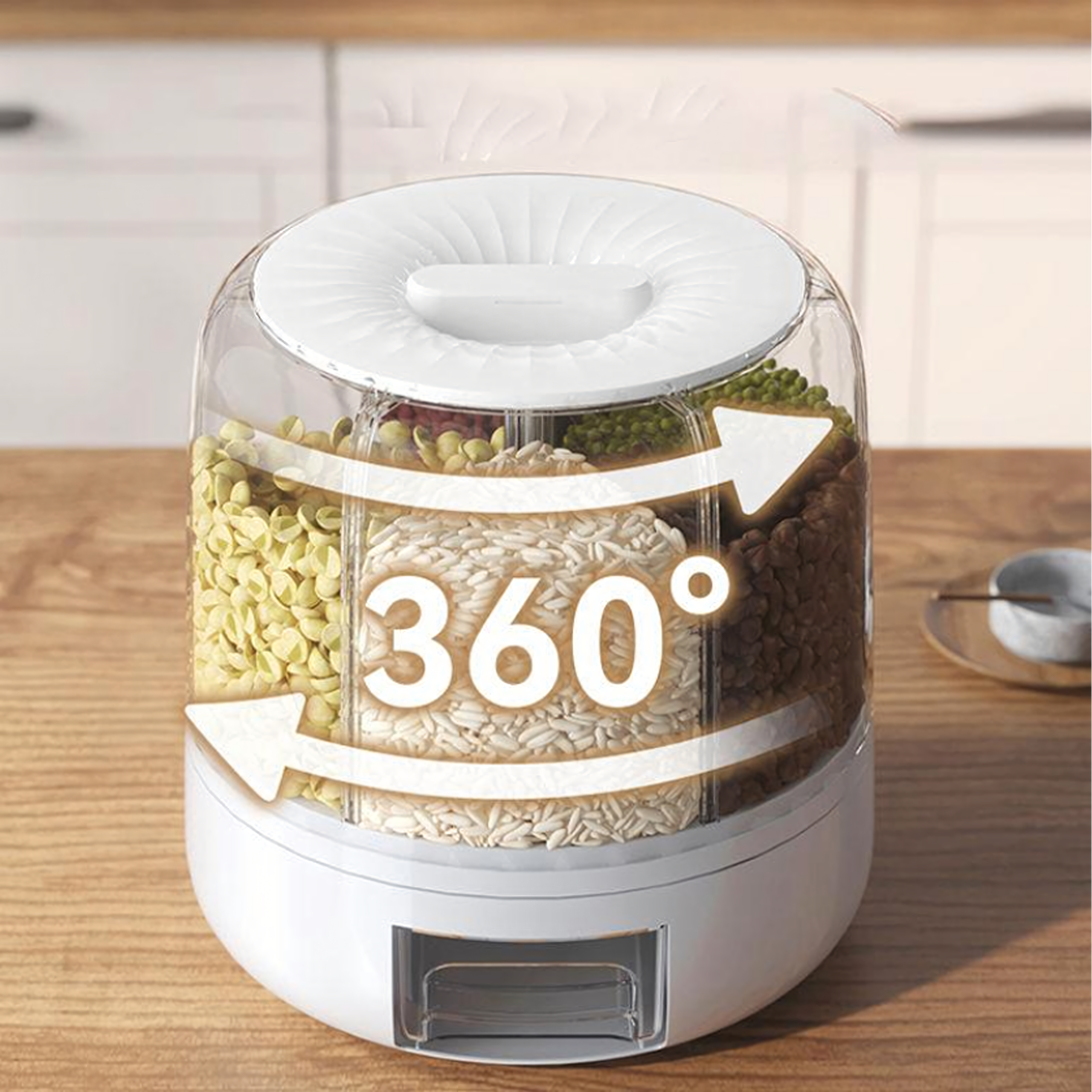 Pojemnik Organizer na Żywność Obrotowy 360 Produkty Sypkie Przyprawy Biały - obrazek 8