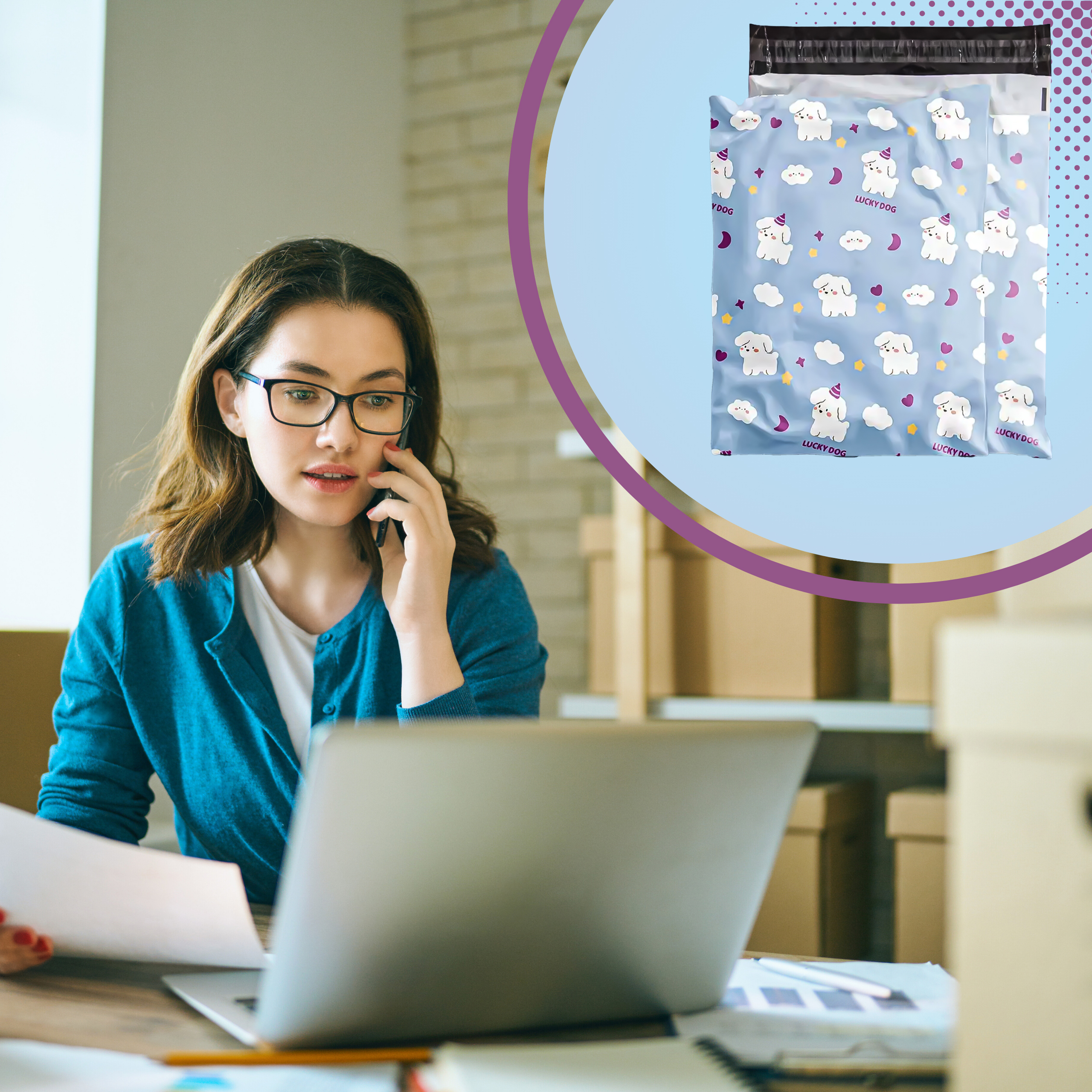 FOLIOPAKI KURIERSKIE MOCNE KOPERTY FOLIOWE 310X420 LUCKY DOG 50szt - obrazek 10