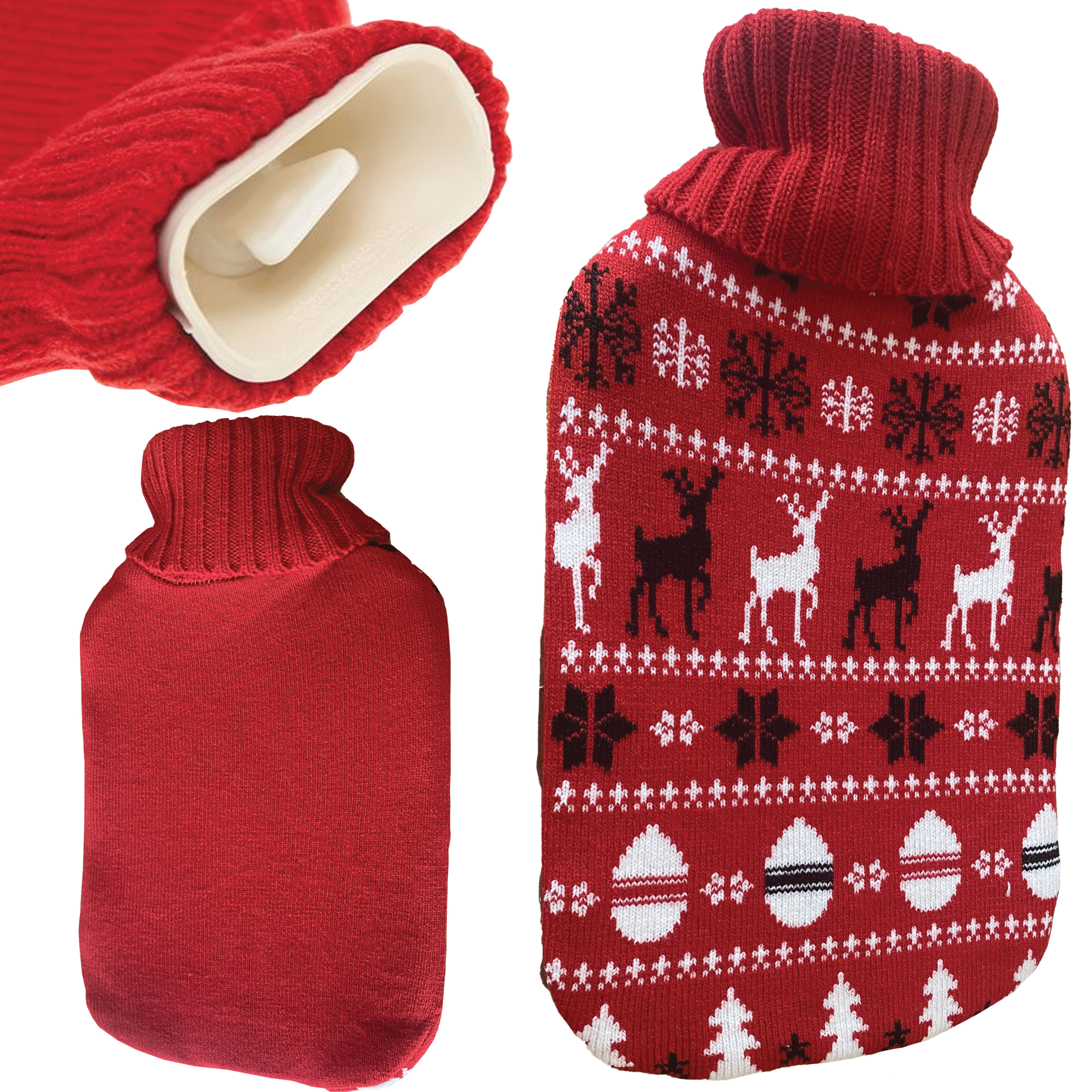 Termofor Świąteczny z Pokrowcem Sweterkowy Ogrzewacz na Wodę 2000 ml 2 L - obrazek 7