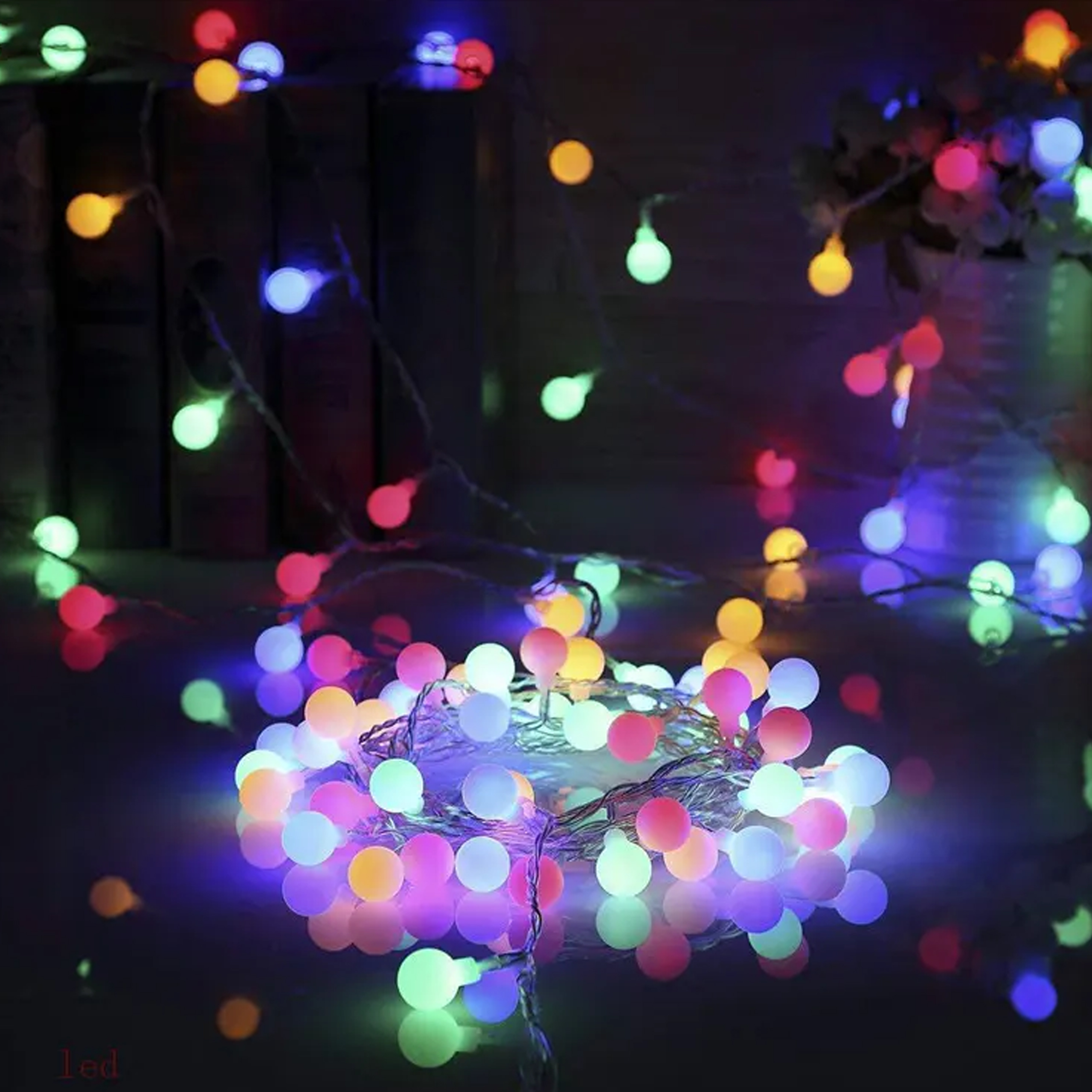 GIRLANDA ŚWIETLNA LAMPKI NA BALKON IP44 KULE KULKI DO POKOJU 50 LED 10M - obrazek 3