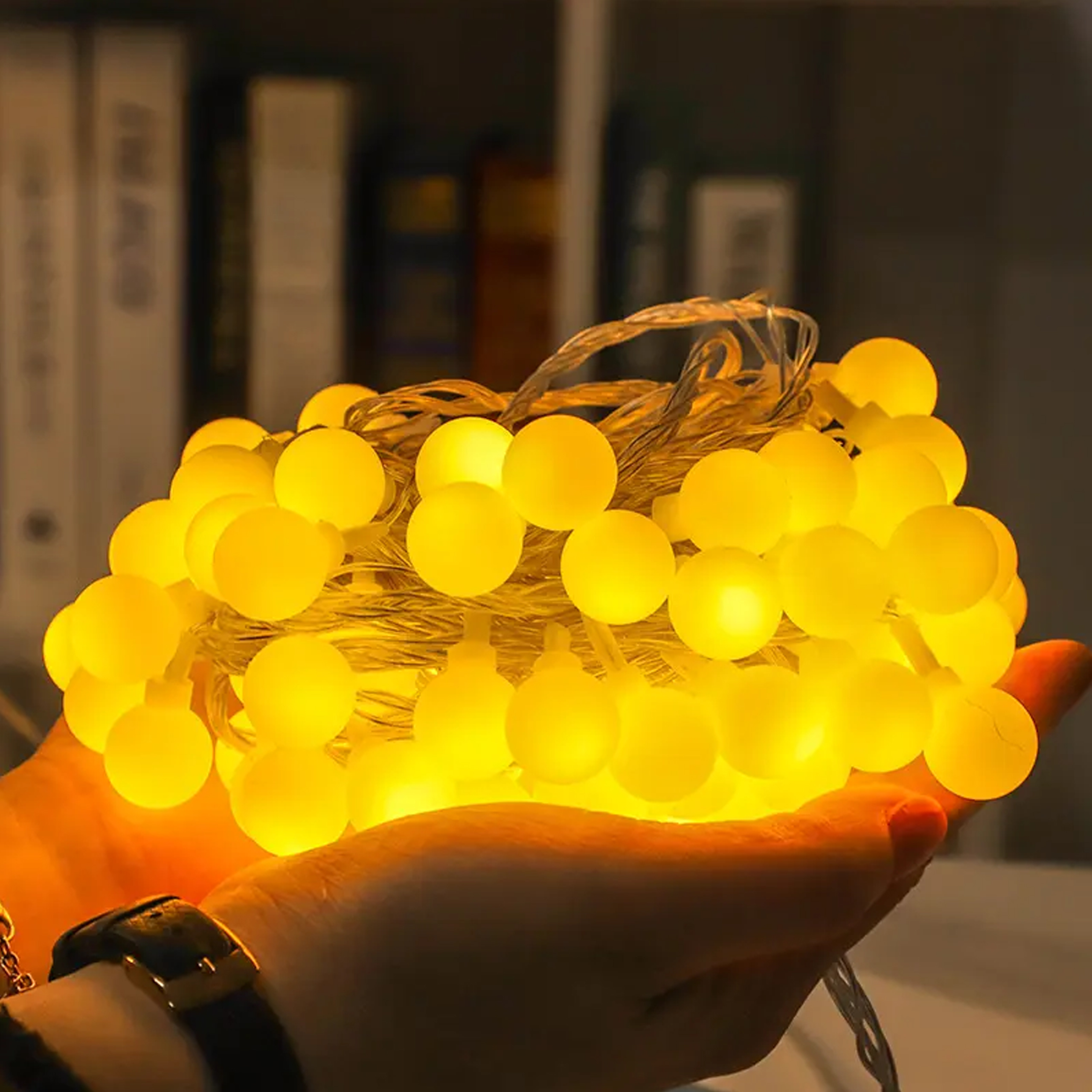 GIRLANDA ŚWIETLNA LAMPKI NA BALKON IP44 KULE KULKI DO POKOJU 50 LED 10M - obrazek 8