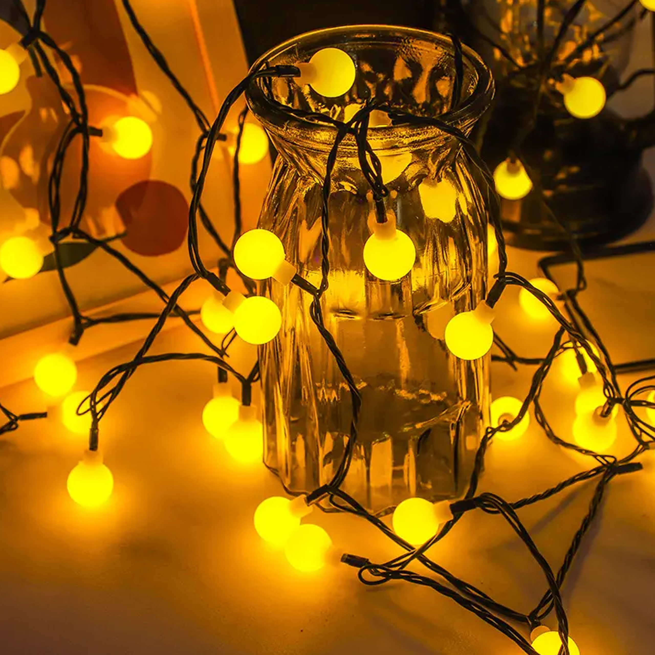 GIRLANDA ŚWIETLNA LAMPKI NA BALKON IP44 KULE KULKI DO POKOJU 50 LED 10M - obrazek 10