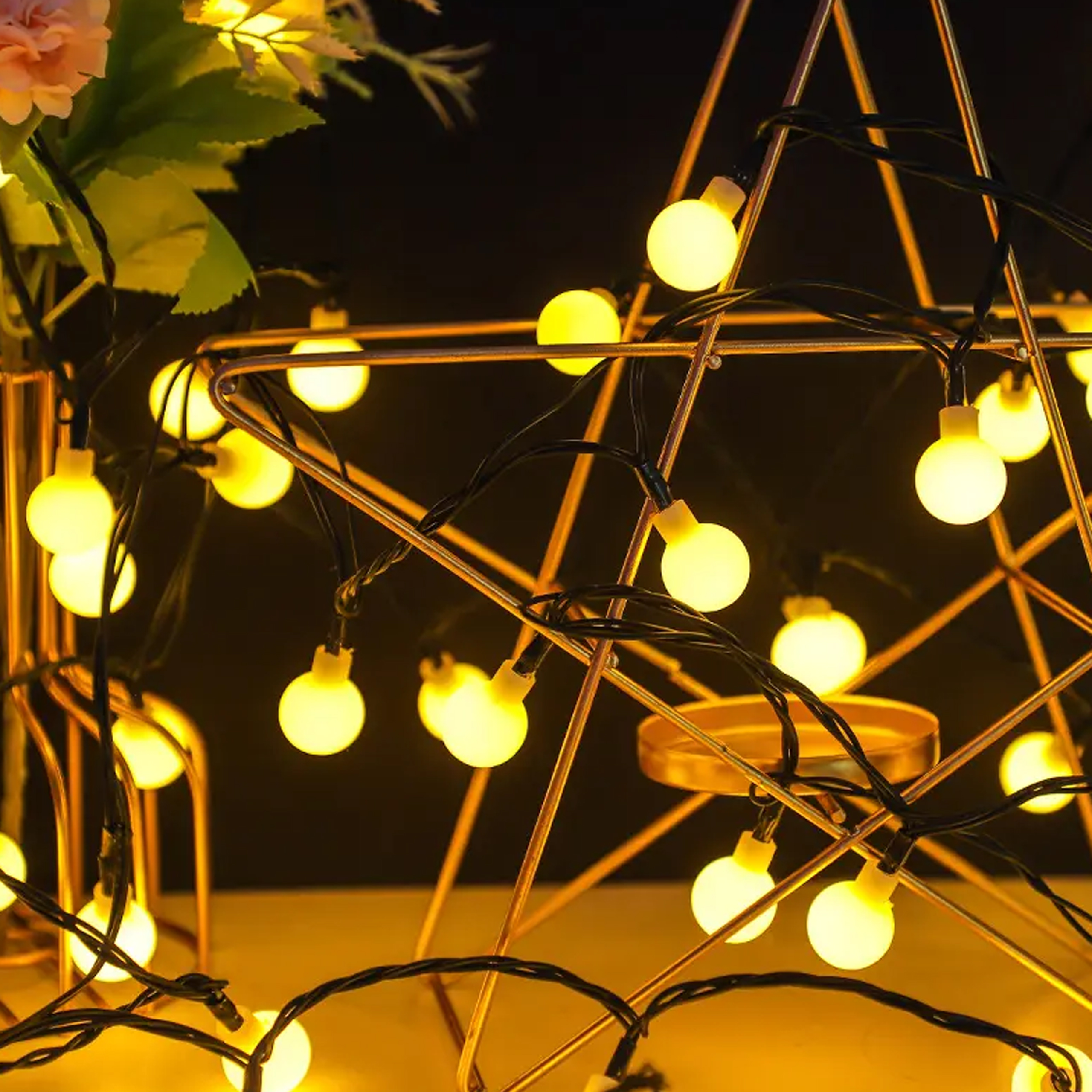 GIRLANDA ŚWIETLNA LAMPKI NA BALKON IP44 KULE KULKI DO POKOJU 50 LED 10M - obrazek 11