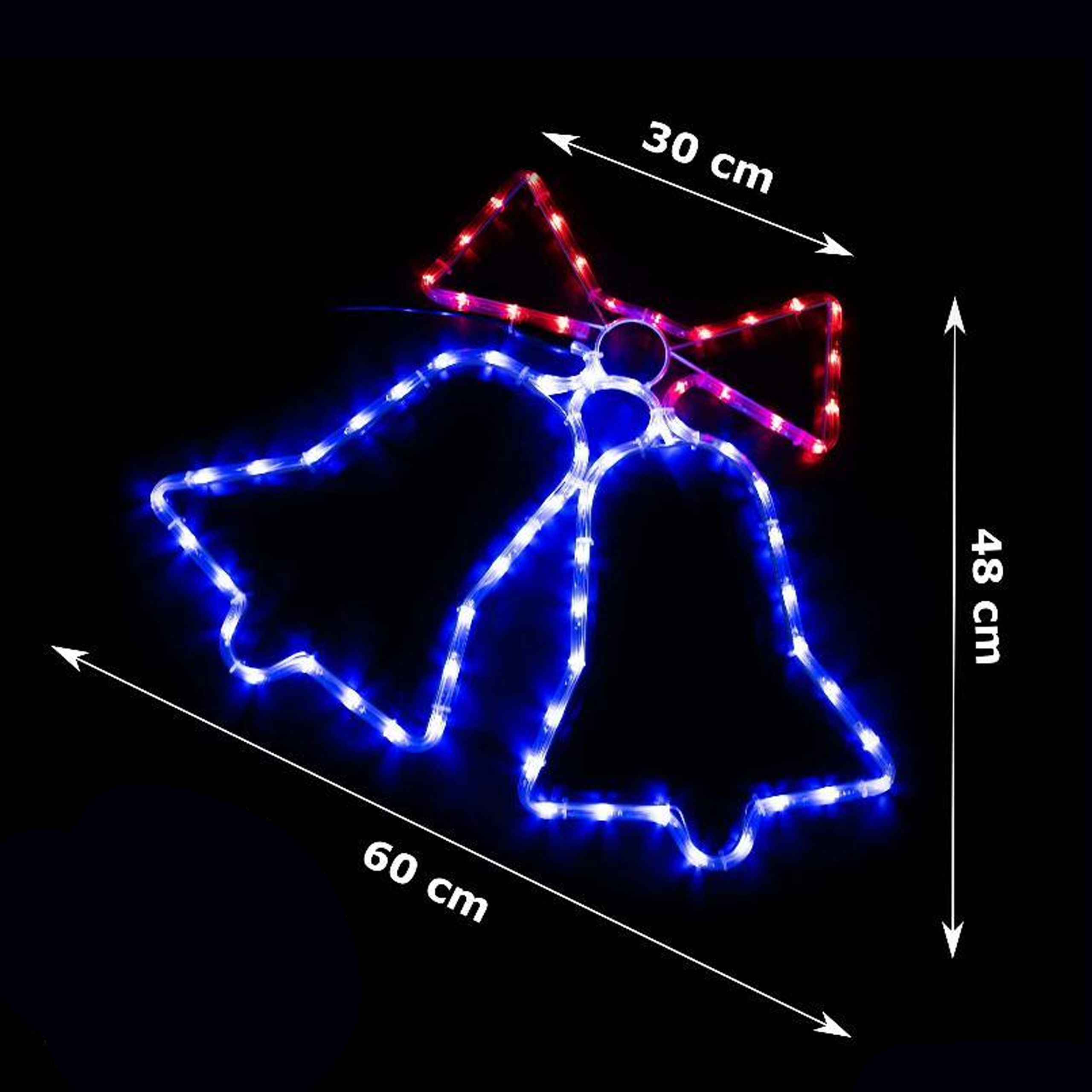 Lampki Świąteczne Dzwonki 72 Led Zewnętrzne XXL Choinkowe Ozdoba Wisząca - obrazek 4