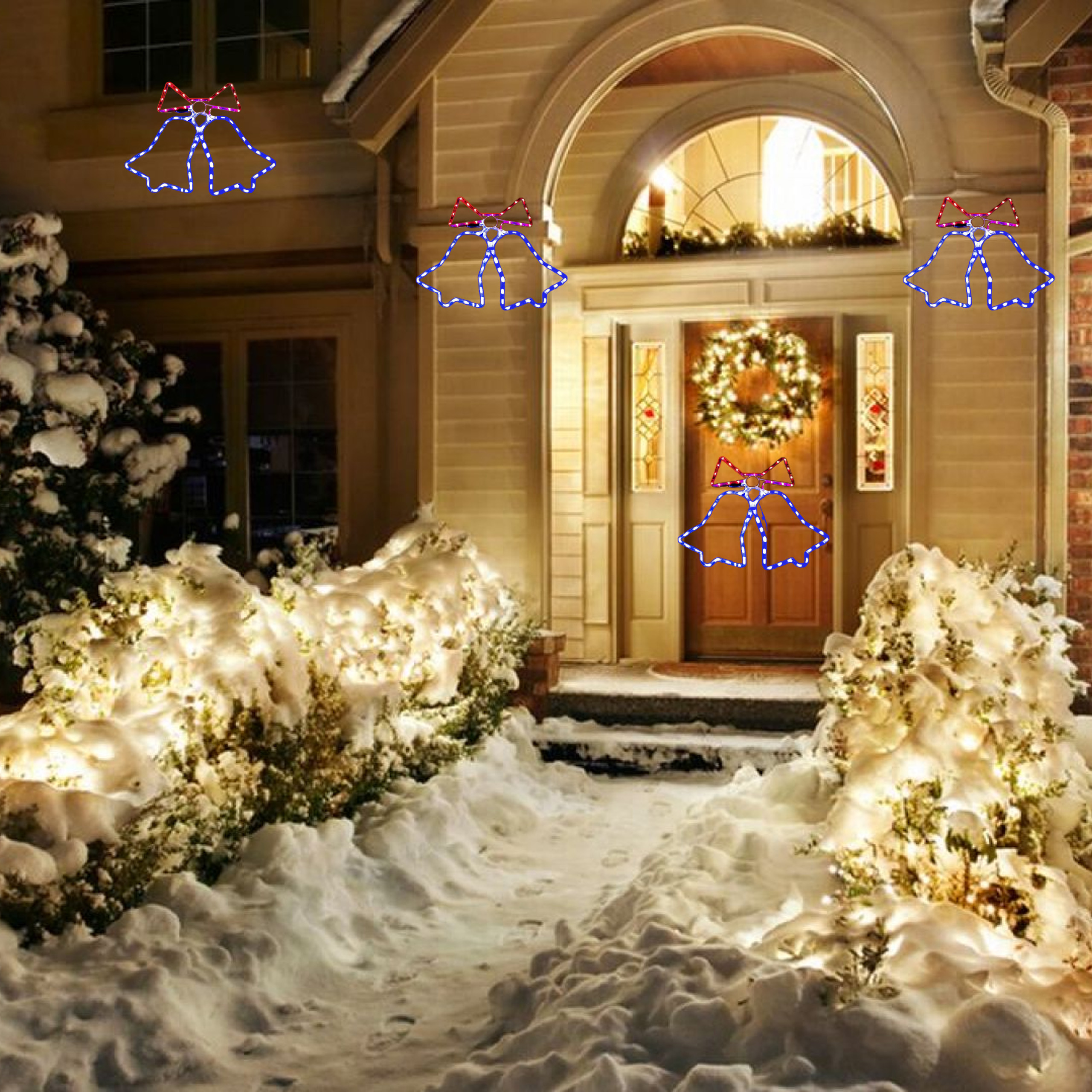 Lampki Świąteczne Dzwonki 72 Led Zewnętrzne XXL Choinkowe Ozdoba Wisząca - obrazek 6