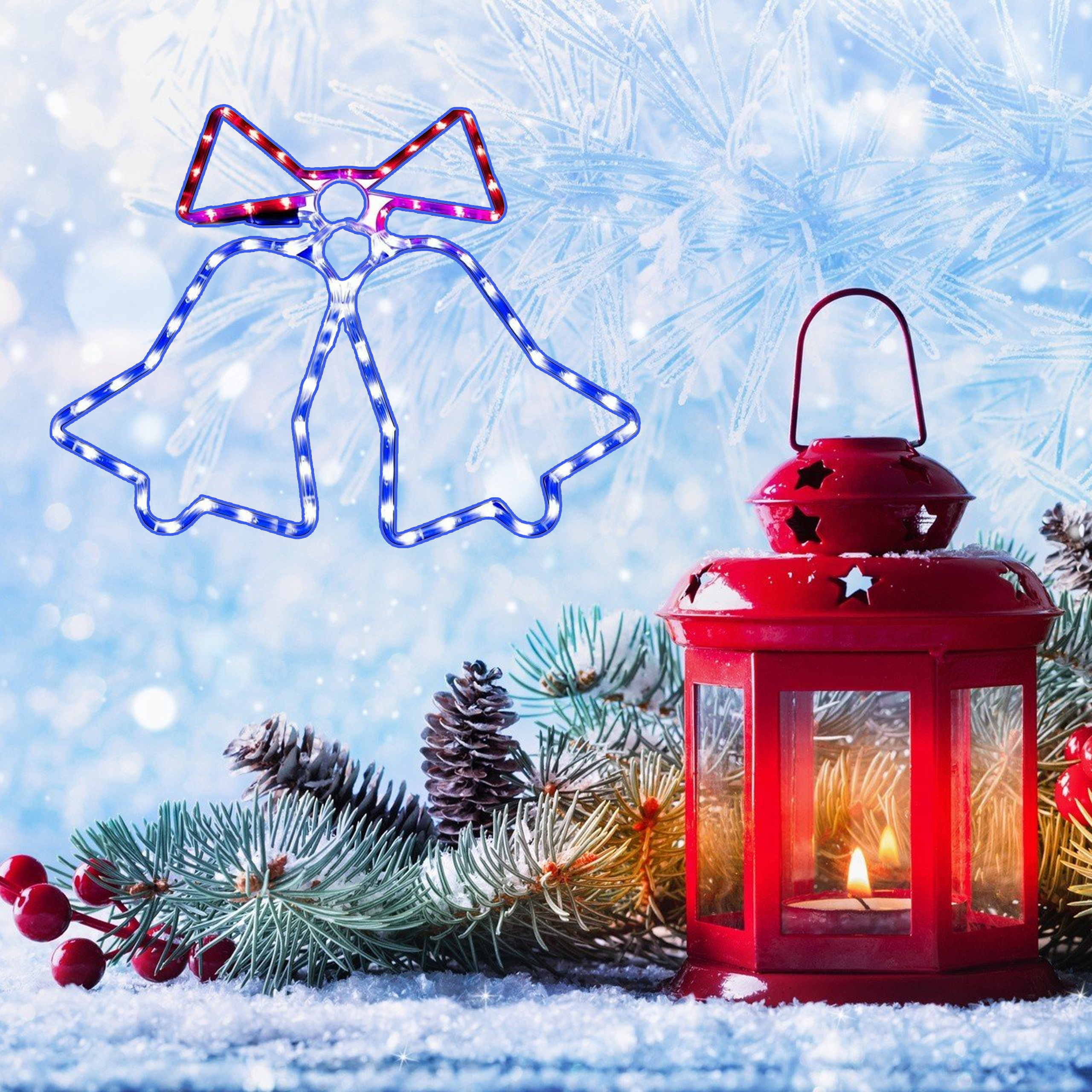 Lampki Świąteczne Dzwonki 72 Led Zewnętrzne XXL Choinkowe Ozdoba Wisząca - obrazek 7