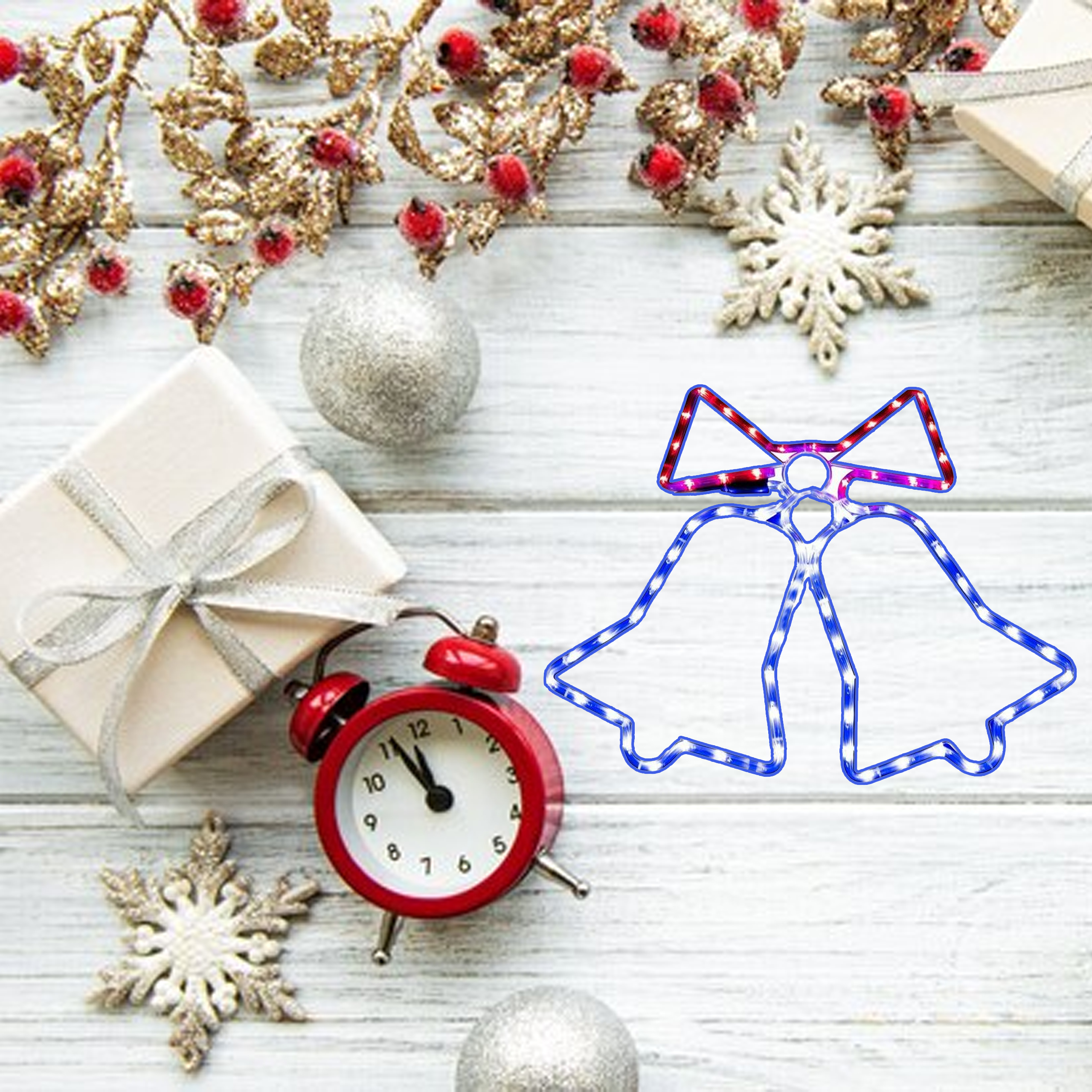 Lampki Świąteczne Dzwonki 72 Led Zewnętrzne XXL Choinkowe Ozdoba Wisząca - obrazek 8