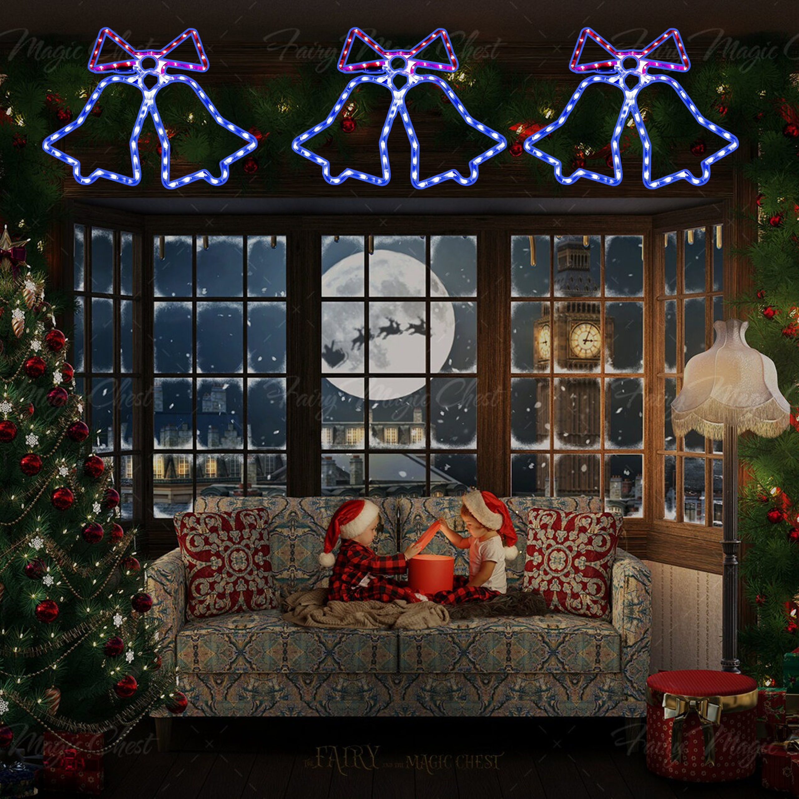 Lampki Świąteczne Dzwonki 72 Led Zewnętrzne XXL Choinkowe Ozdoba Wisząca - obrazek 9