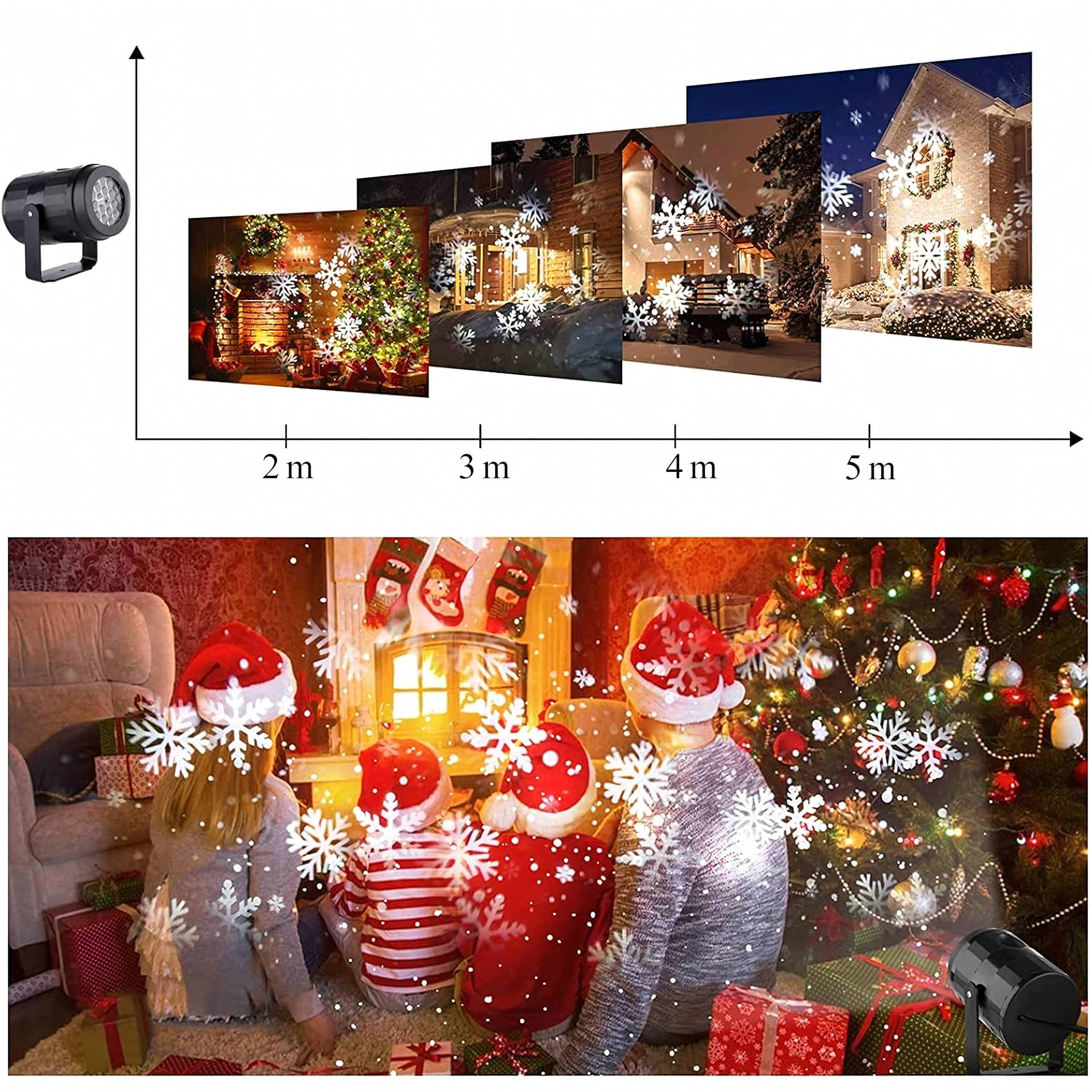 Projektor Świąteczny Laserowy Led Rzutnik na Dom Star Shower Płatki Śniegu - obrazek 5