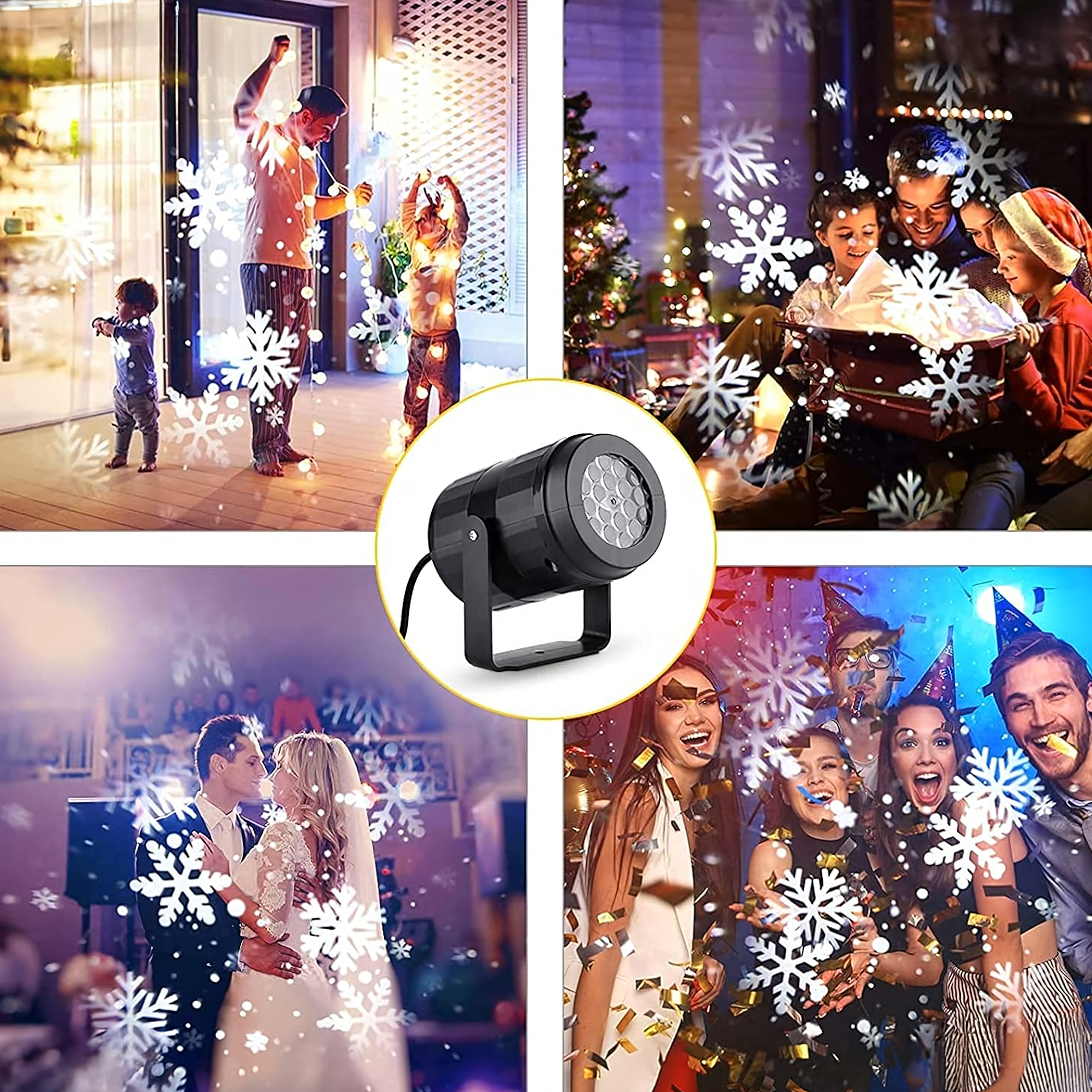 Projektor Świąteczny Laserowy Led Rzutnik na Dom Star Shower Płatki Śniegu - obrazek 7