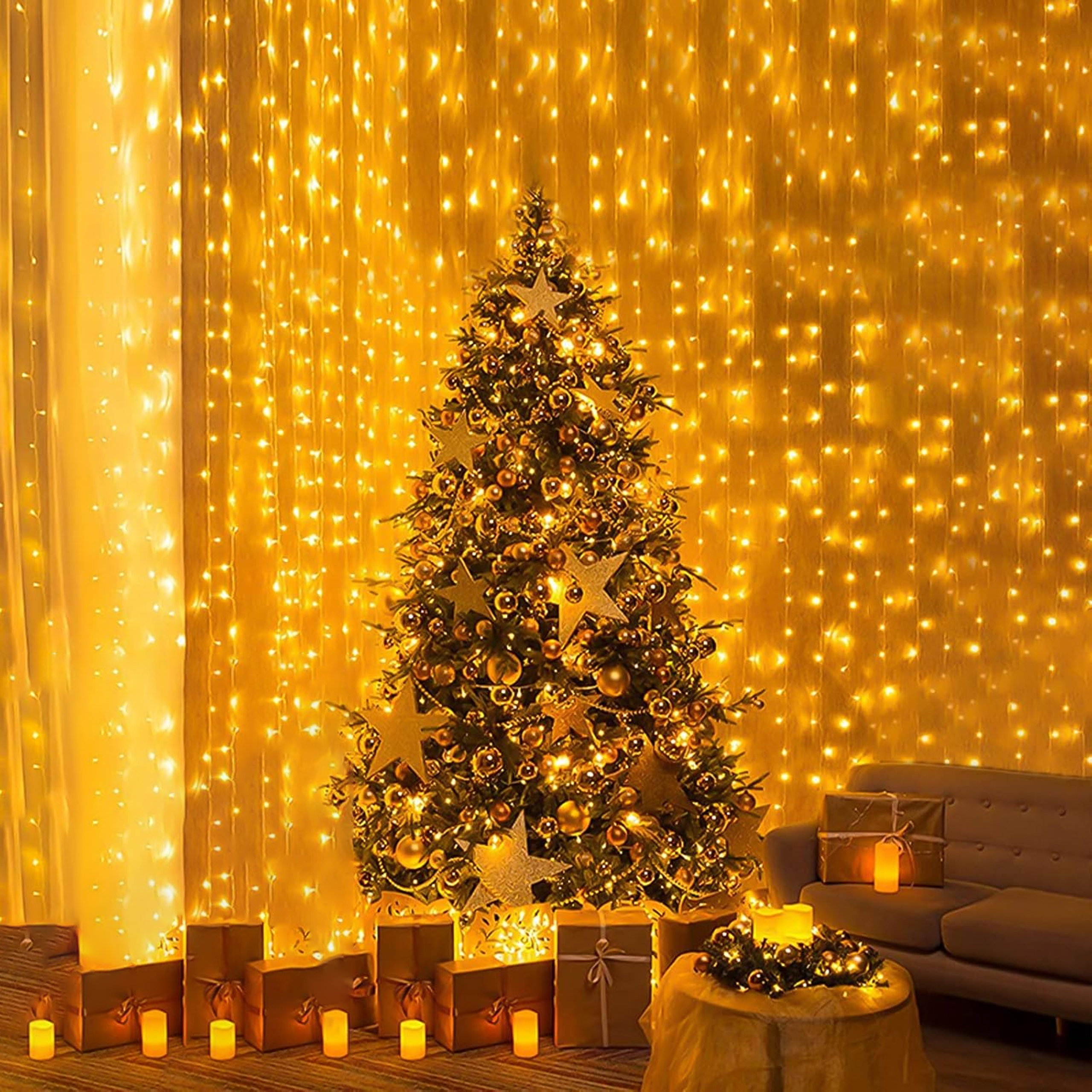 Lampki Wiszące 300 Led Girlanda Kurtyna Świetlna Okienna 3x3m Dekoracyjna - obrazek 3