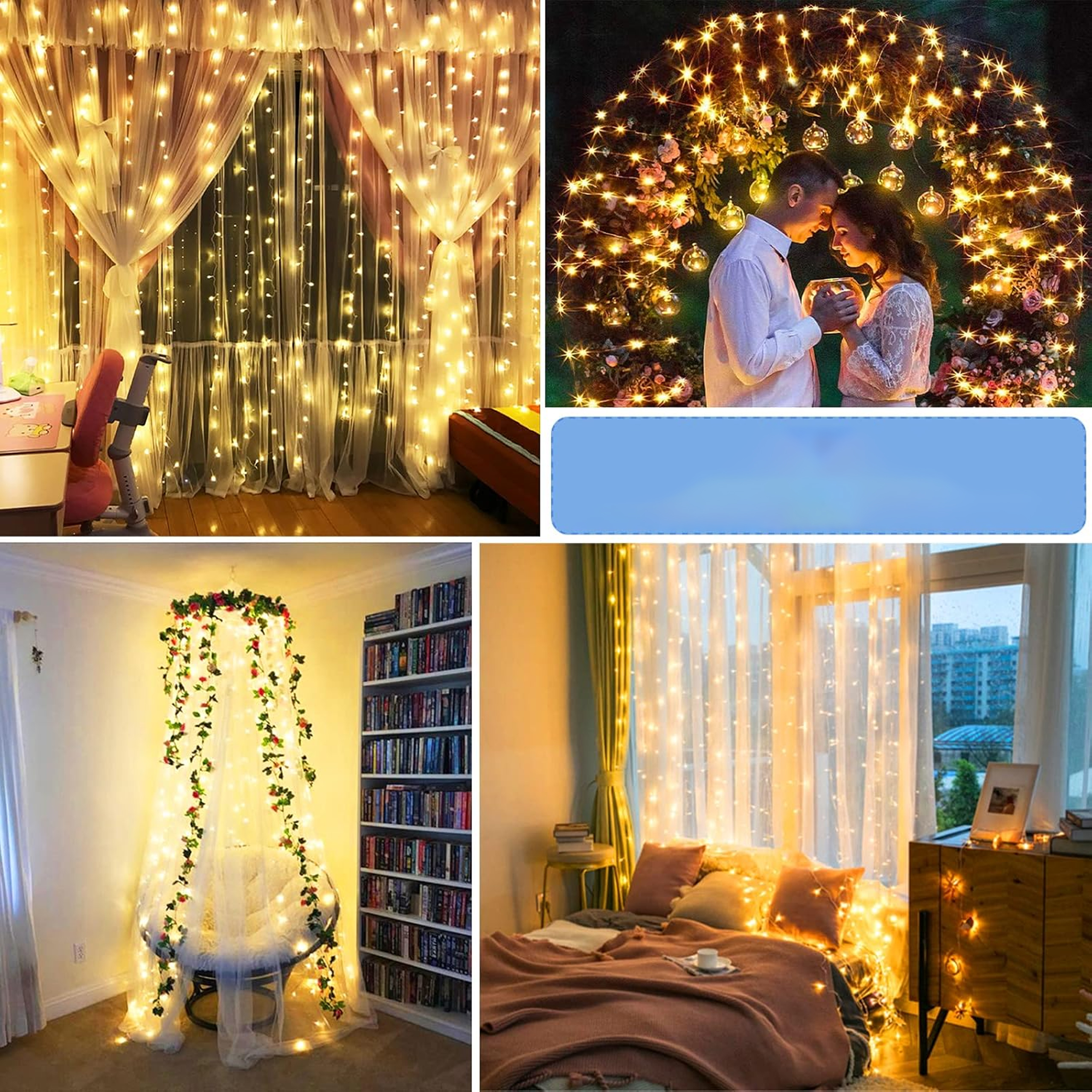 Lampki Wiszące 300 Led Girlanda Kurtyna Świetlna Okienna 3x3m Dekoracyjna - obrazek 4