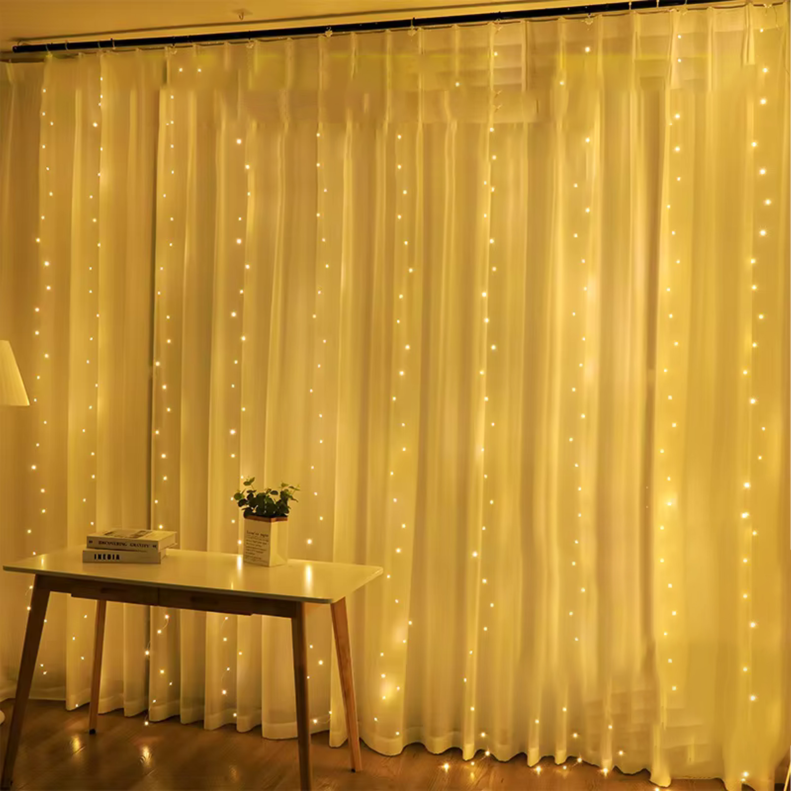 Lampki Wiszące 300 Led Girlanda Kurtyna Świetlna Okienna 3x3m Dekoracyjna - obrazek 6