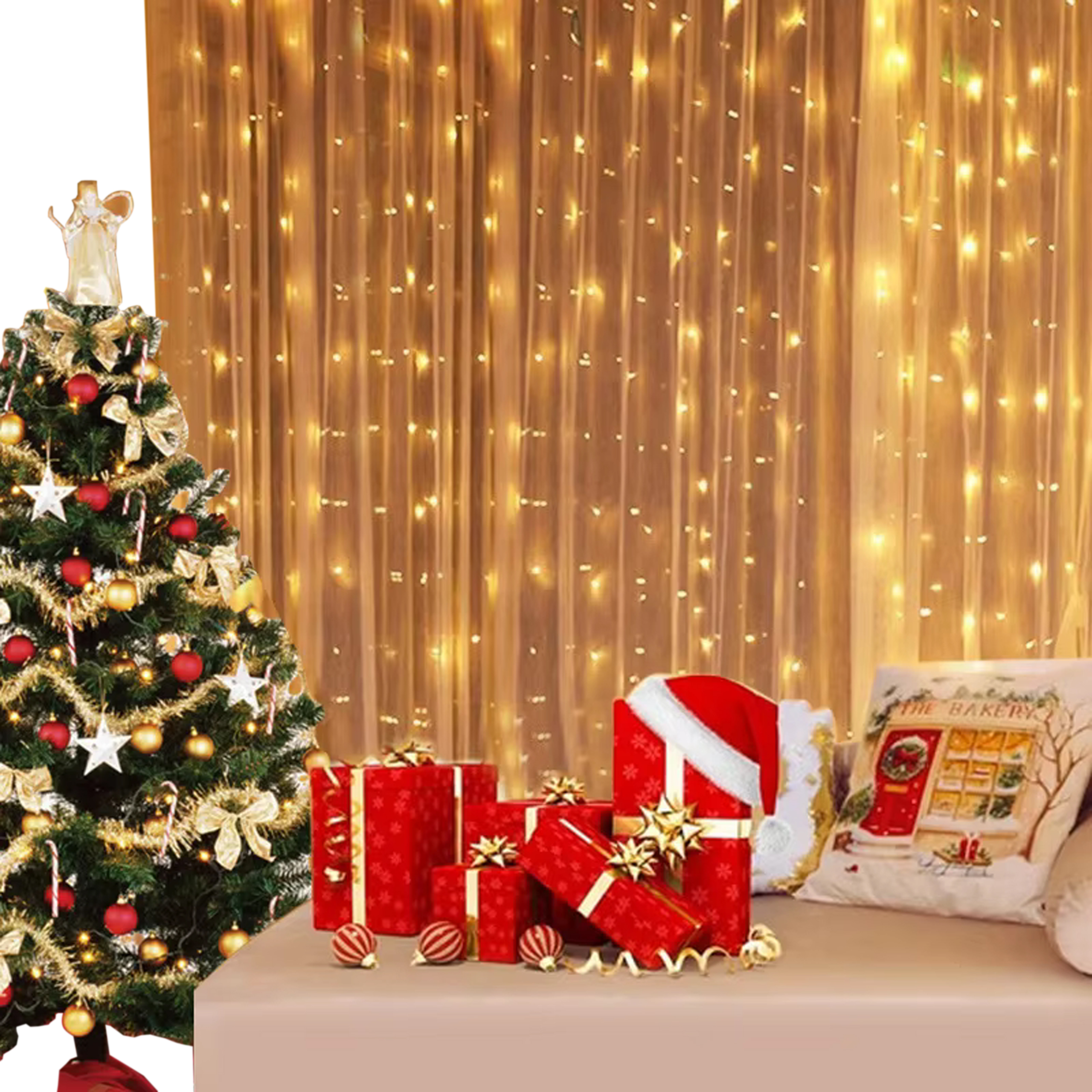 Lampki Wiszące 300 Led Girlanda Kurtyna Świetlna Okienna 3x3m Dekoracyjna - obrazek 8