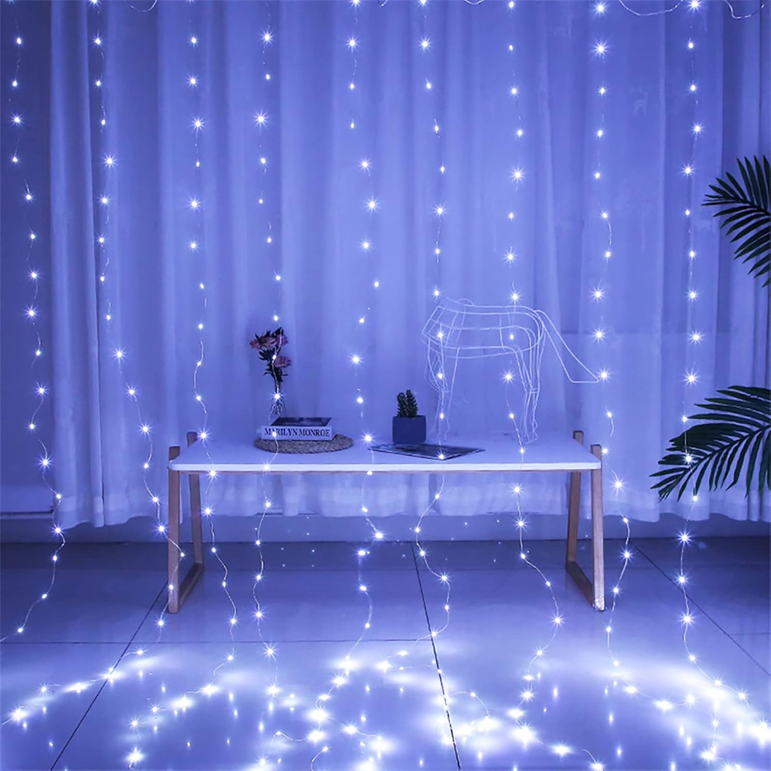 LAMPKI WISZĄCE 300 LED GIRLANDA KURTYNA ŚWIETLNA OKIENNA 3x3m DEKORACYJNA - obrazek 8