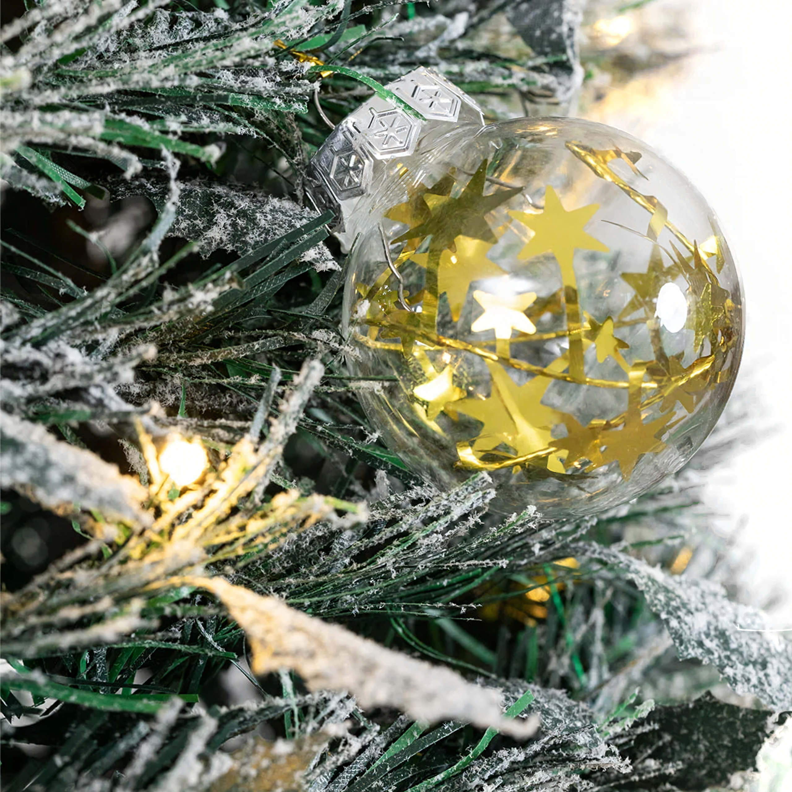 Choinka Świąteczna Udekorowana Ozdobna Gotowa Składana 210cm Lampki Bombki