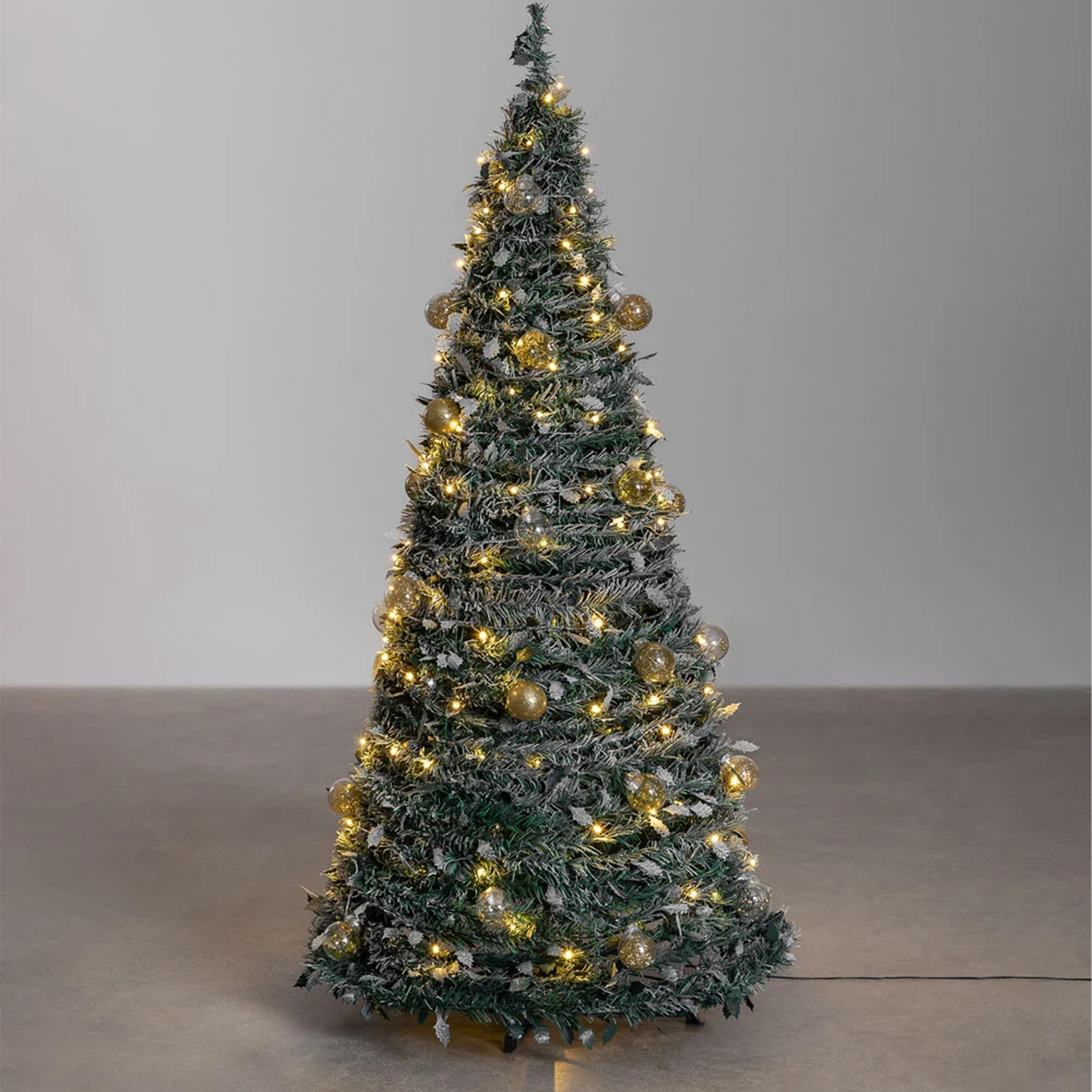 Choinka Świąteczna Udekorowana Ozdobna Gotowa Składana 210cm Lampki Bombki - obrazek 7