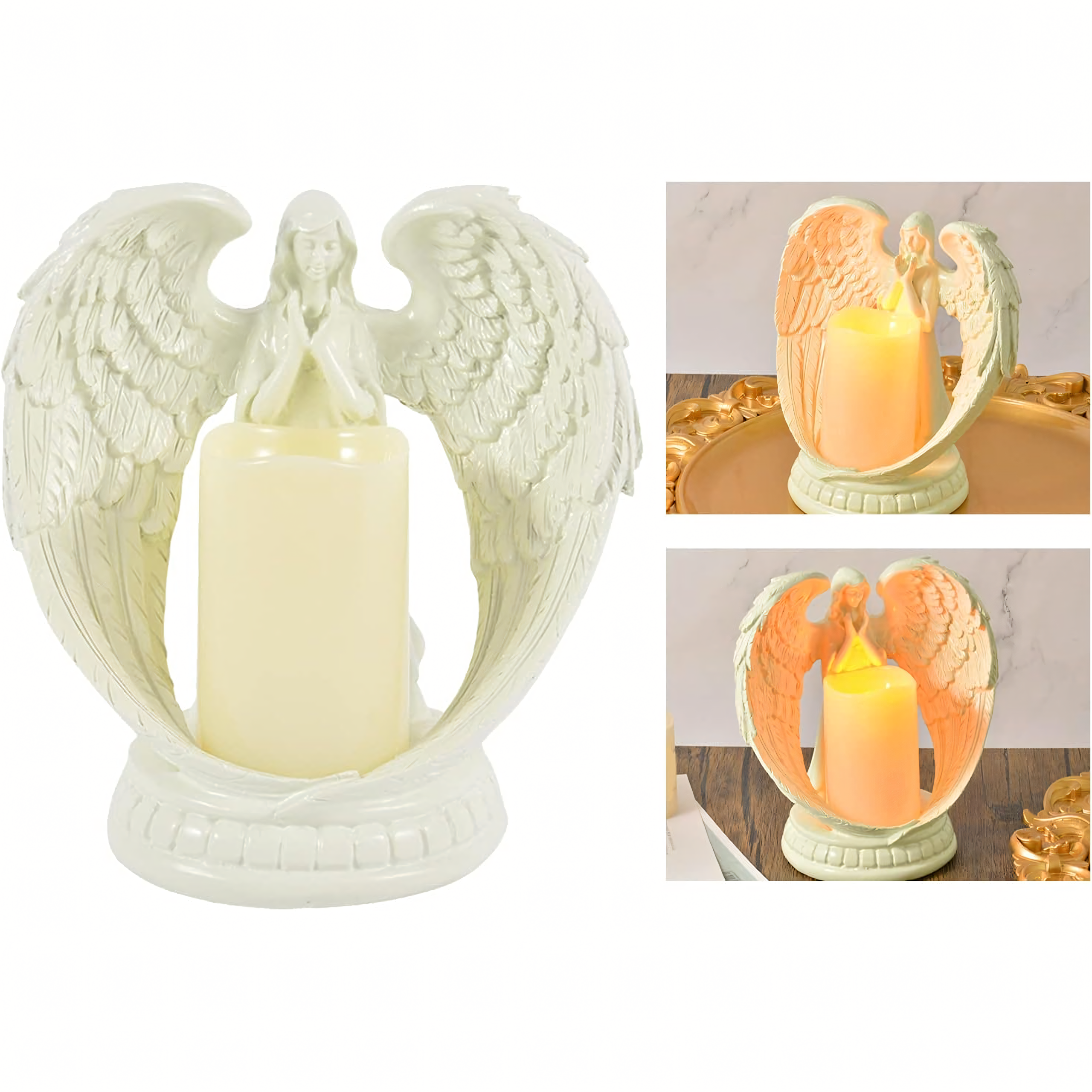 48 x Figurka Dekoracyjna Świecznik Świeca Ozdoba Anioł Aniołek Led Święta Ogród 16cm - obrazek 4