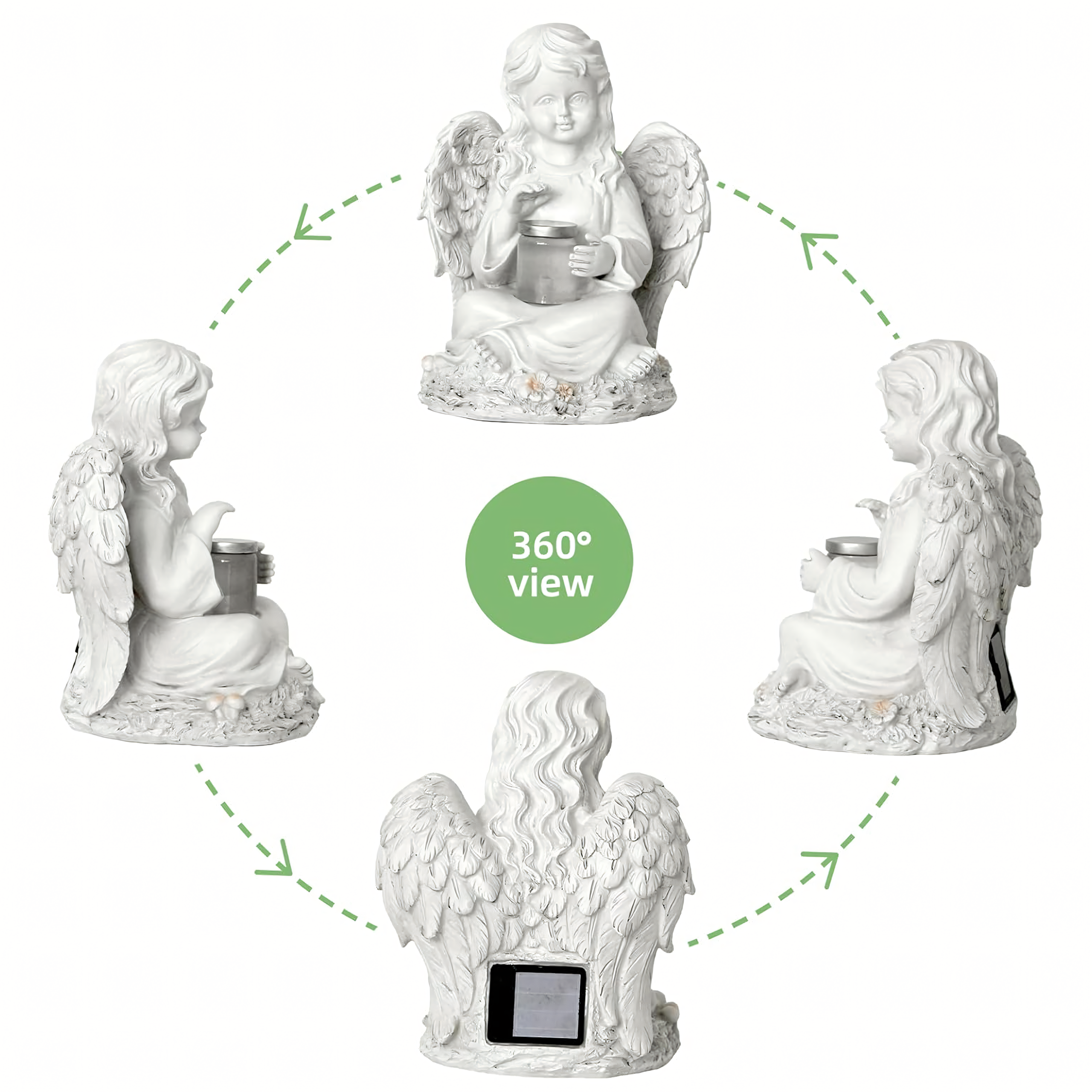 Figurka Świecznik Dekoracja Posążek Aniołek Solarny Led do Ogrodu na Grób 18cm - obrazek 3