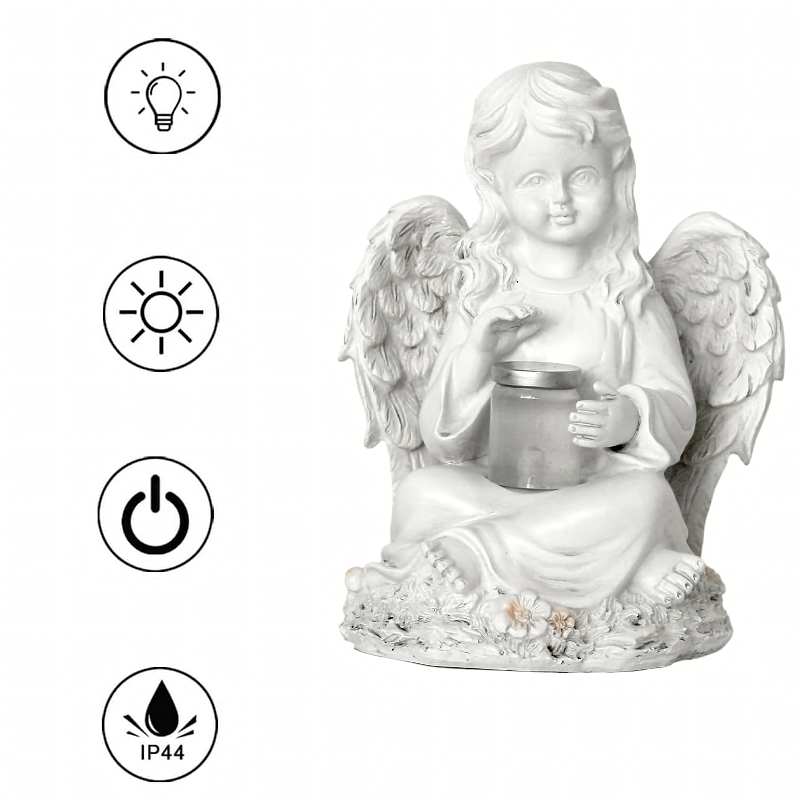 Figurka Świecznik Dekoracja Posążek Aniołek Solarny Led do Ogrodu na Grób 18cm - obrazek 7