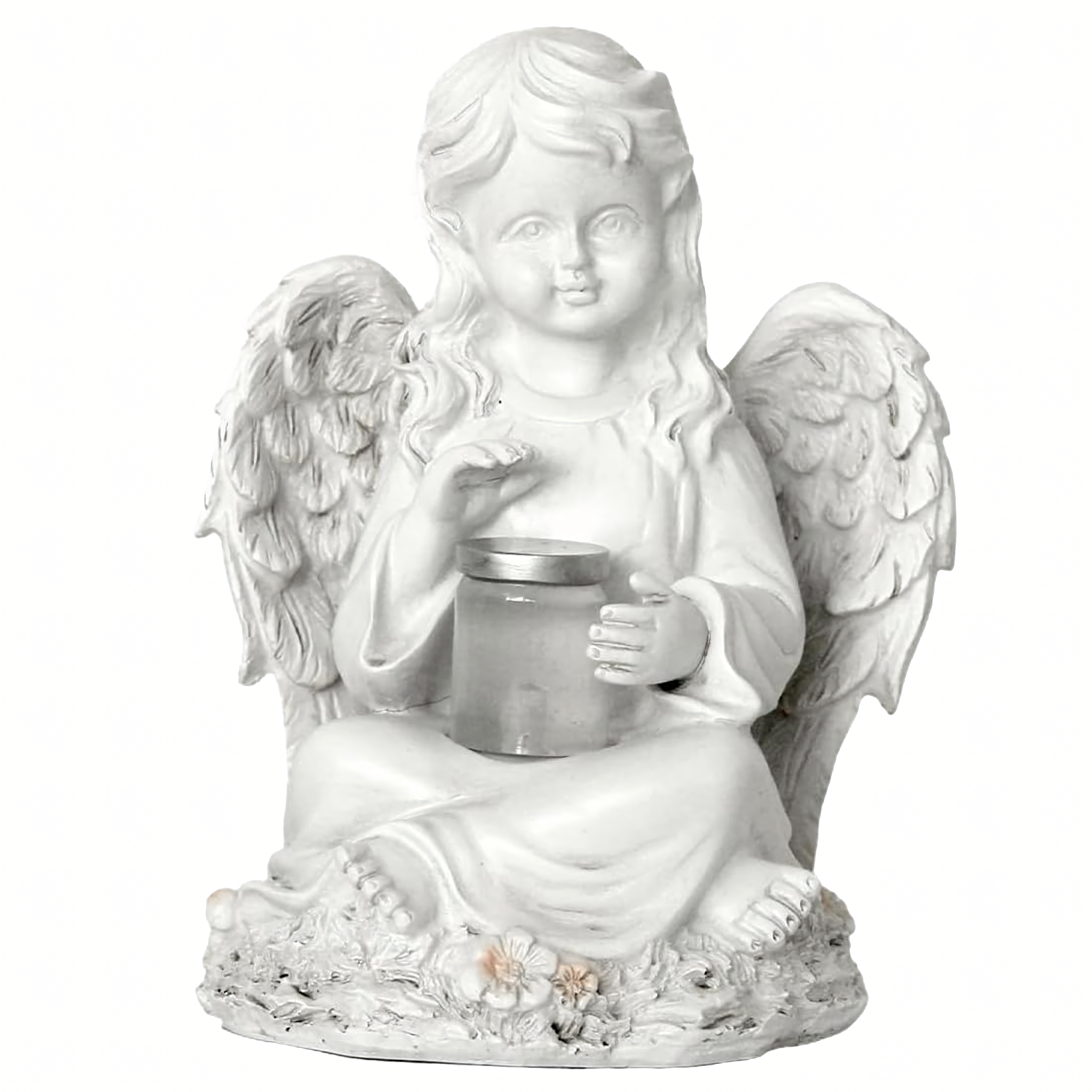 Figurka Świecznik Dekoracja Posążek Aniołek Solarny Led do Ogrodu na Grób 18cm - obrazek 8