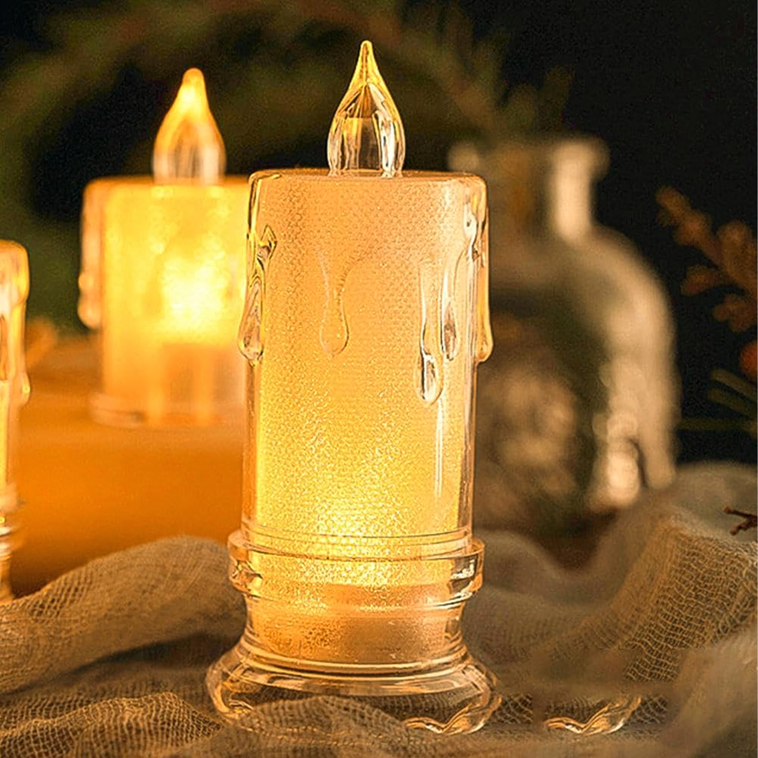 12x Świeczka Elektryczna Wkład do Zniczy 11 cm Świeca Led na Baterie Brokatowa - obrazek 4