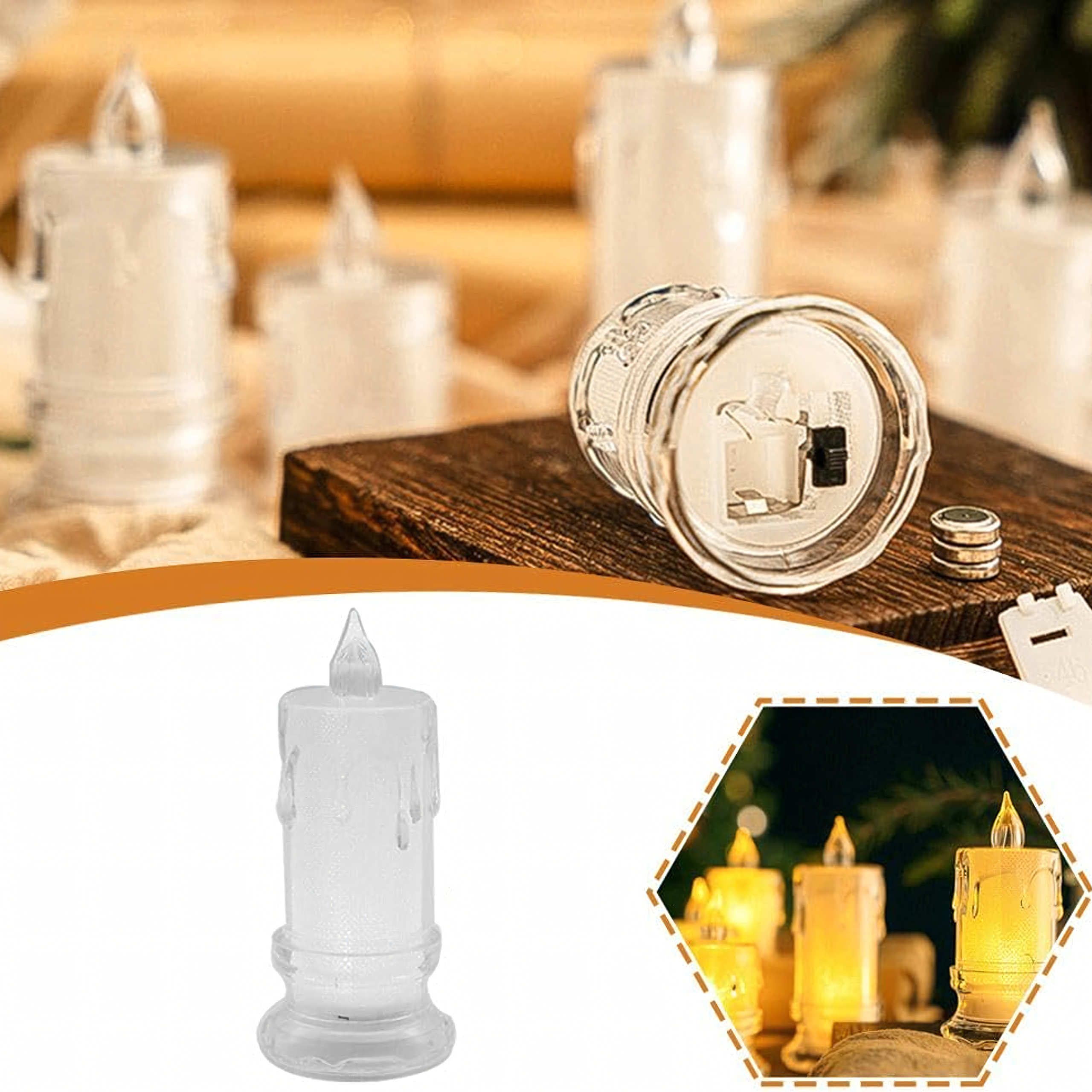 12x Świeczka Elektryczna Wkład do Zniczy 11 cm Świeca Led na Baterie Brokatowa - obrazek 10