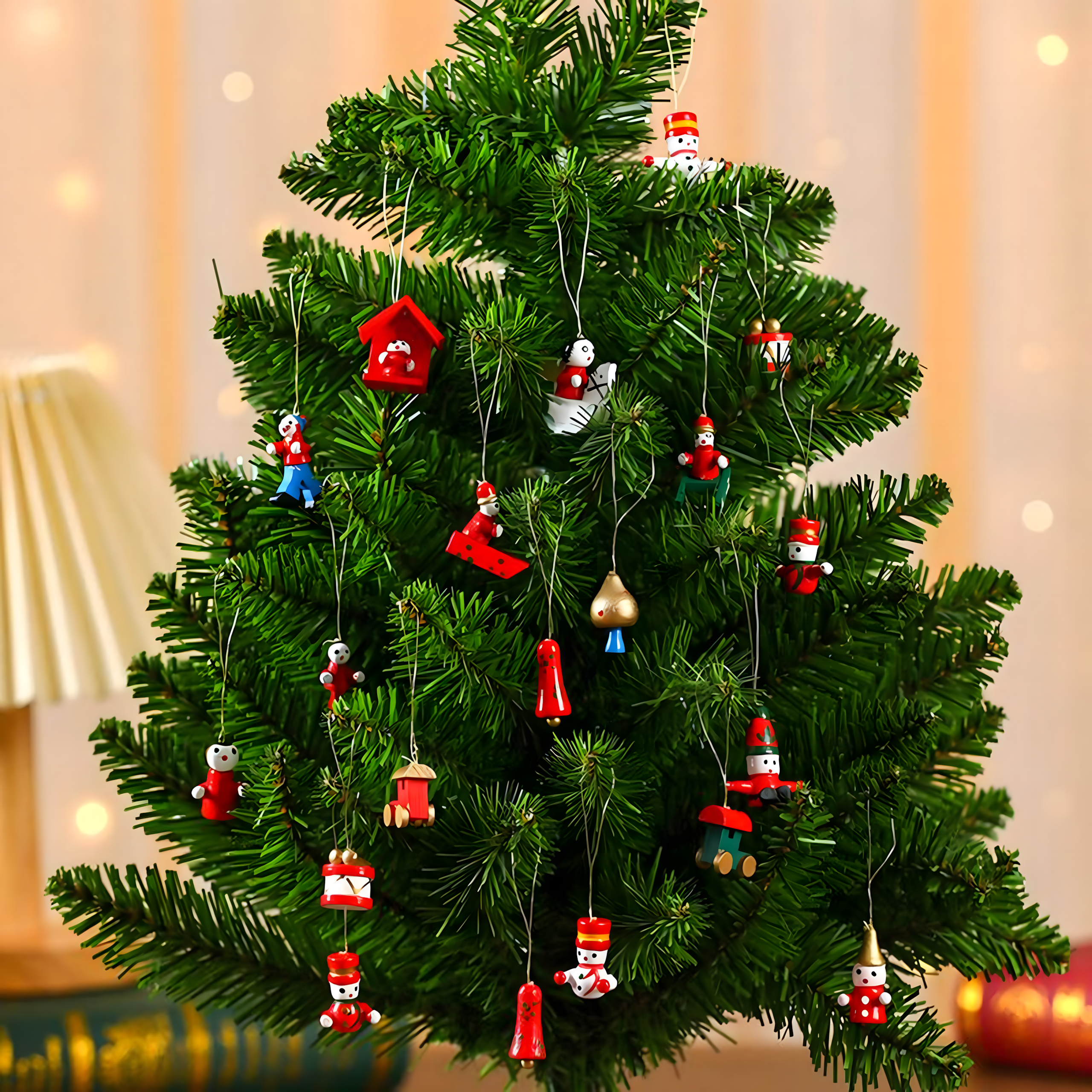 Drewniane Bombki Zawieszki Świąteczne Ozdoby na Choinkę Choinkowe 10 szt - obrazek 6