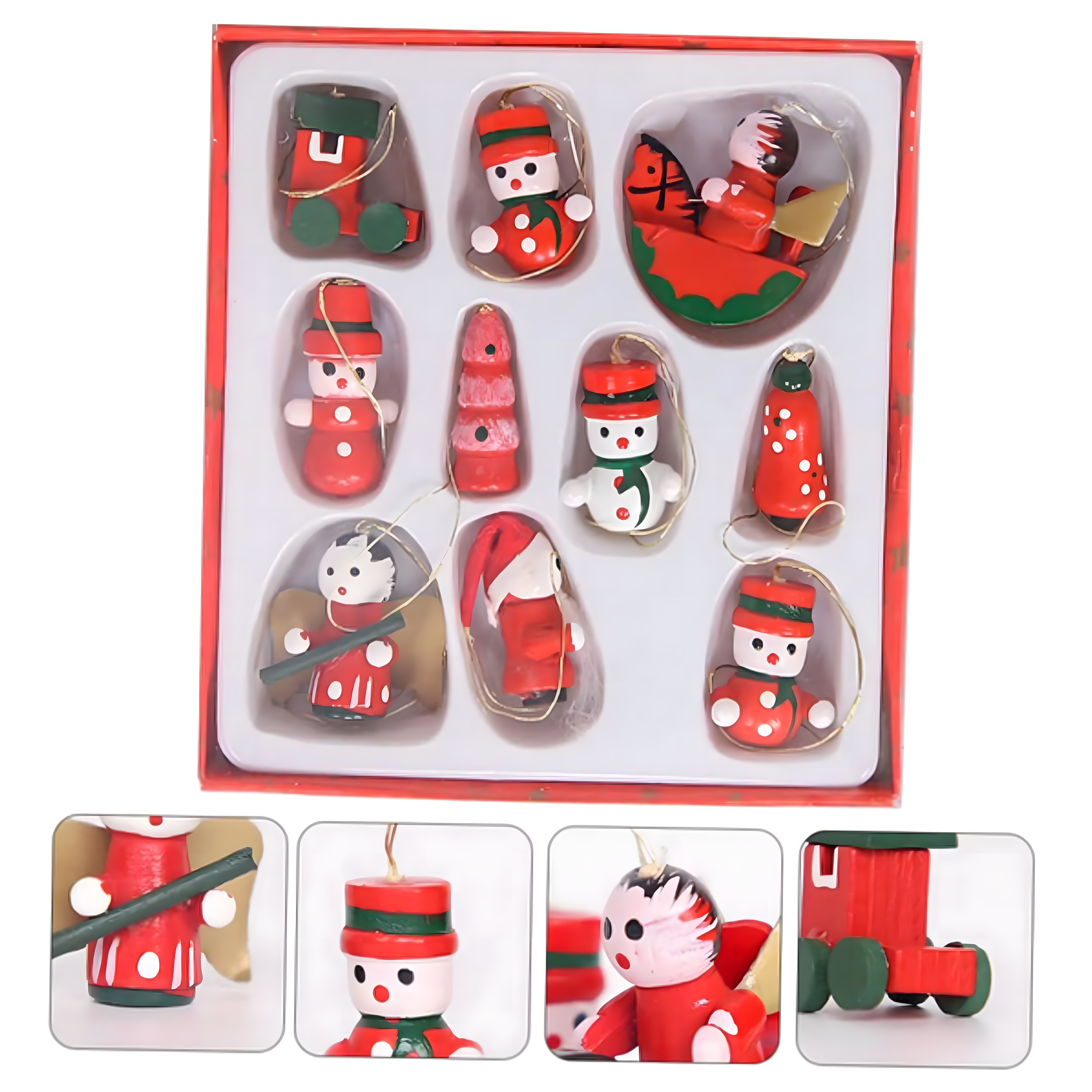 Drewniane Bombki Zawieszki Świąteczne Ozdoby na Choinkę Choinkowe 10 szt - obrazek 10