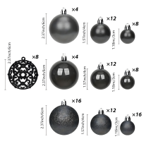 Zestaw 100 szt Bombek Choinkowych z Zawieszką na Choinkę Nietłukące Czarne