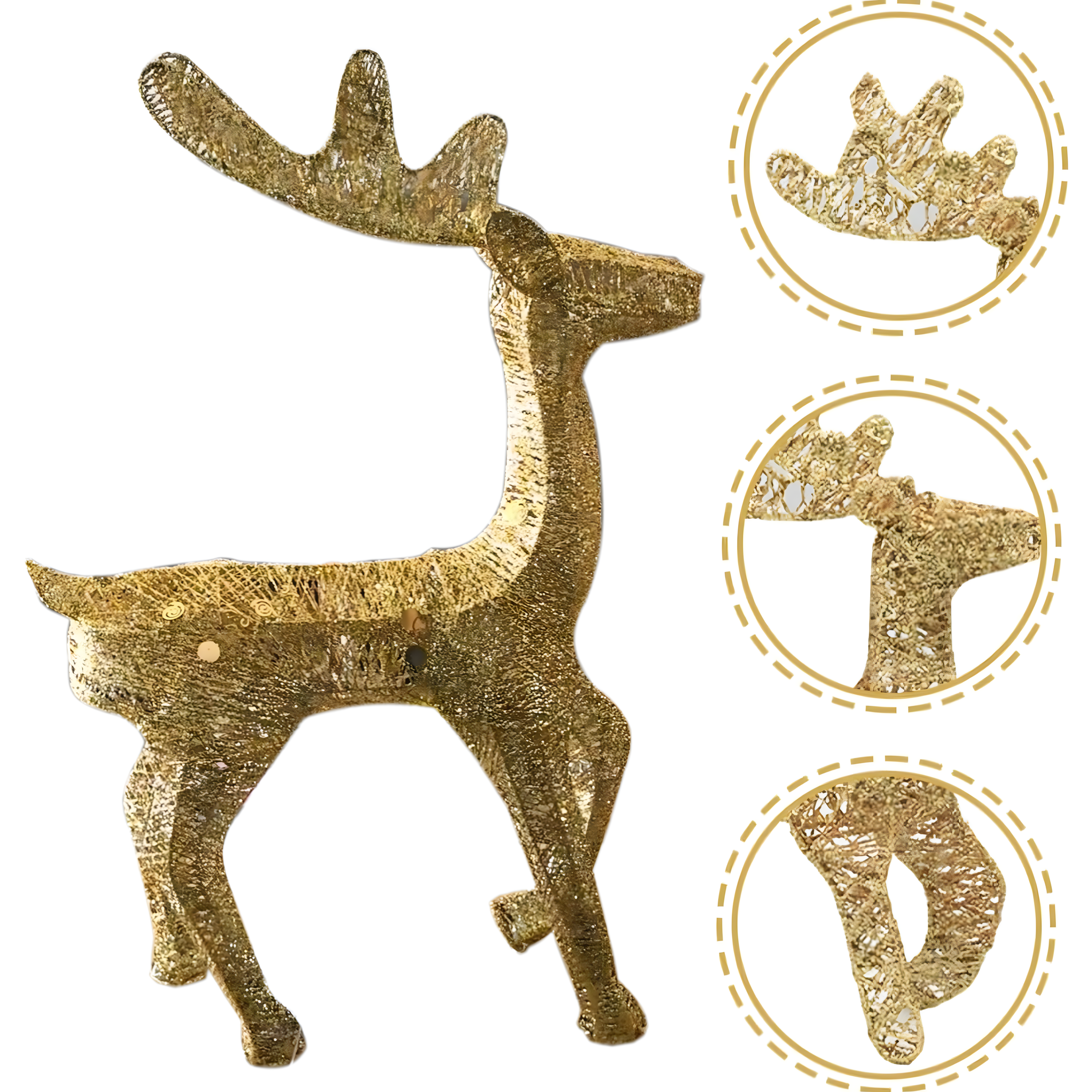 Renifer Led Świecący Podświetlany Figurka Świąteczna Złoty Duży 70 cm - obrazek 3