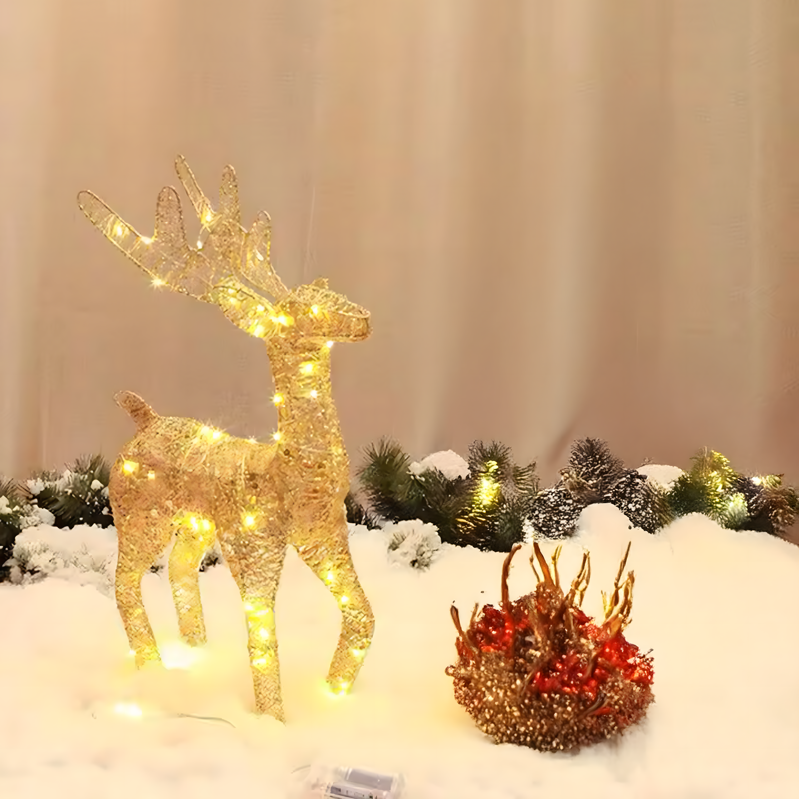 Renifer Led Świecący Podświetlany Figurka Świąteczna Złoty Duży 70 cm - obrazek 4