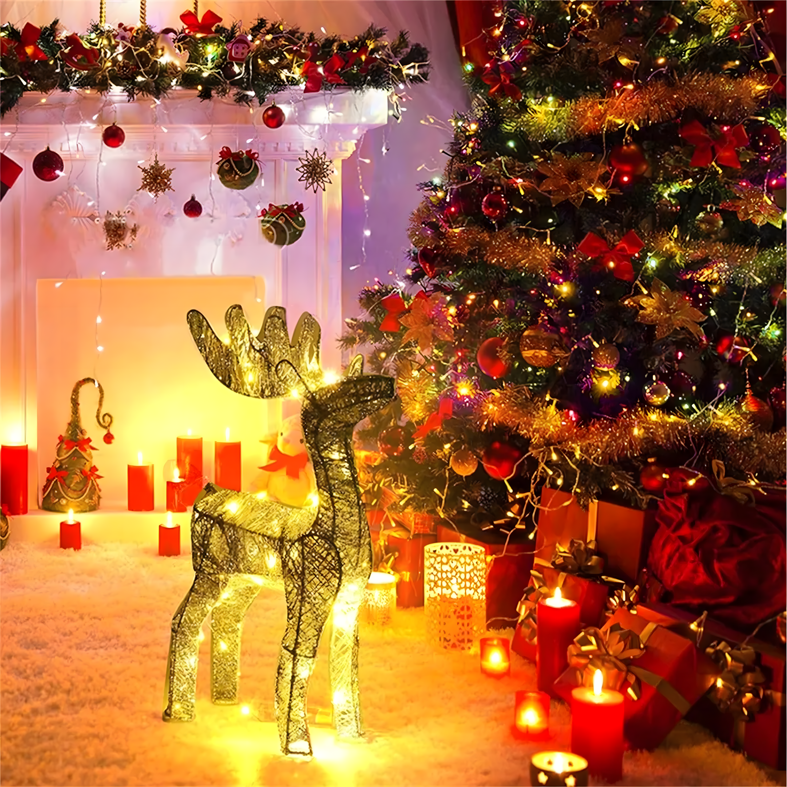 Renifer Led Świecący Podświetlany Figurka Świąteczna Złoty Duży 70 cm - obrazek 5