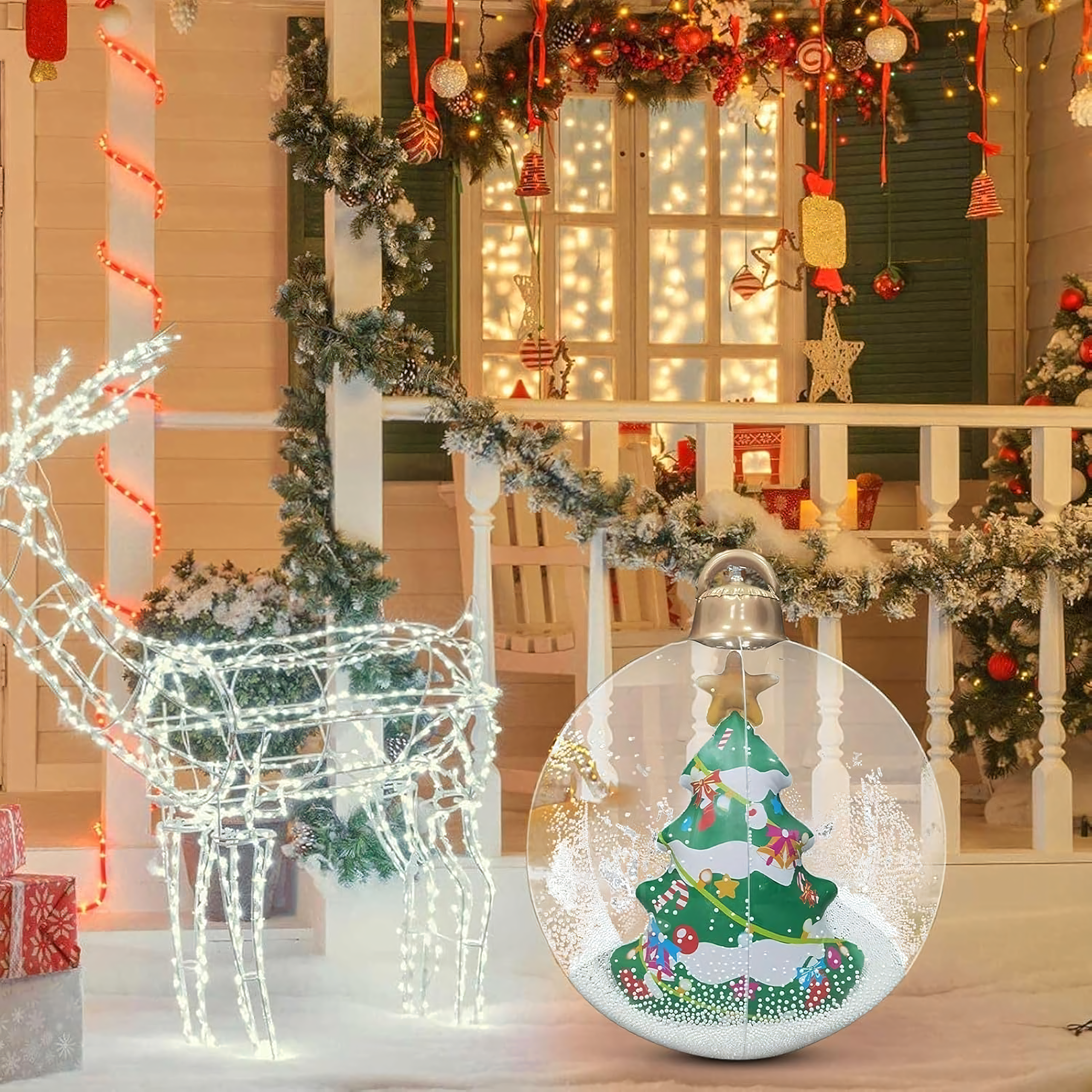 Dmuchana Bombka Świąteczna Dekoracyjna Nadmuchiwana Bożonarodzeniowa 60 cm - obrazek 7