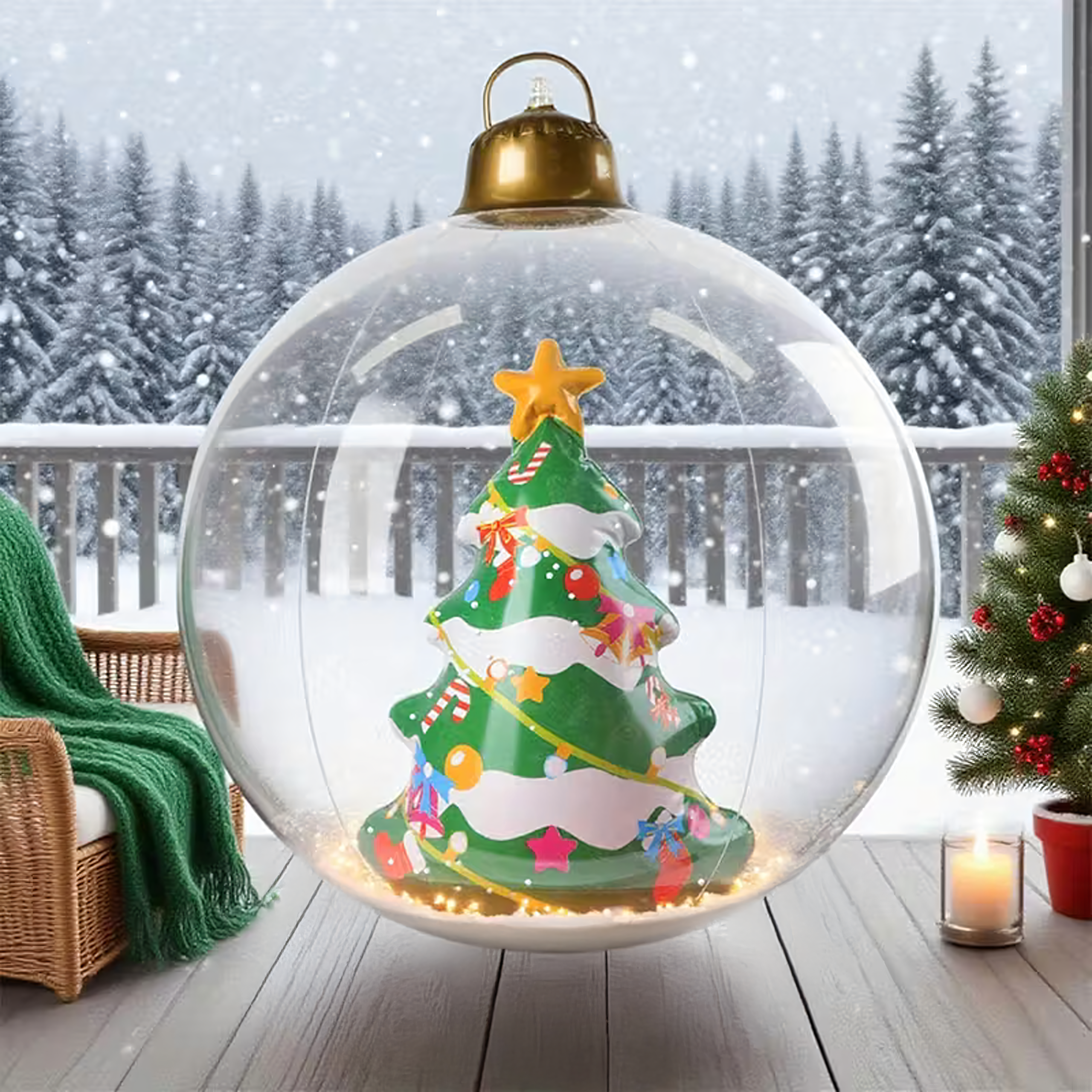 Dmuchana Bombka Świąteczna Dekoracyjna Nadmuchiwana Bożonarodzeniowa 60 cm - obrazek 9